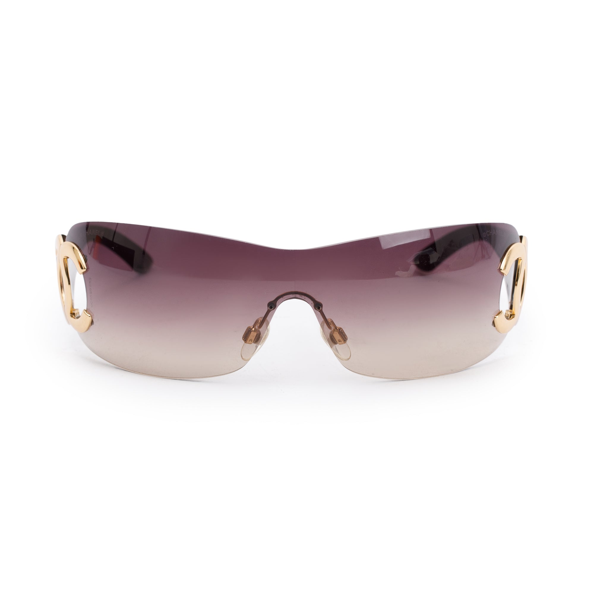 Chanel 4125 Brown Rimless CC Logo Shield Sunglasses