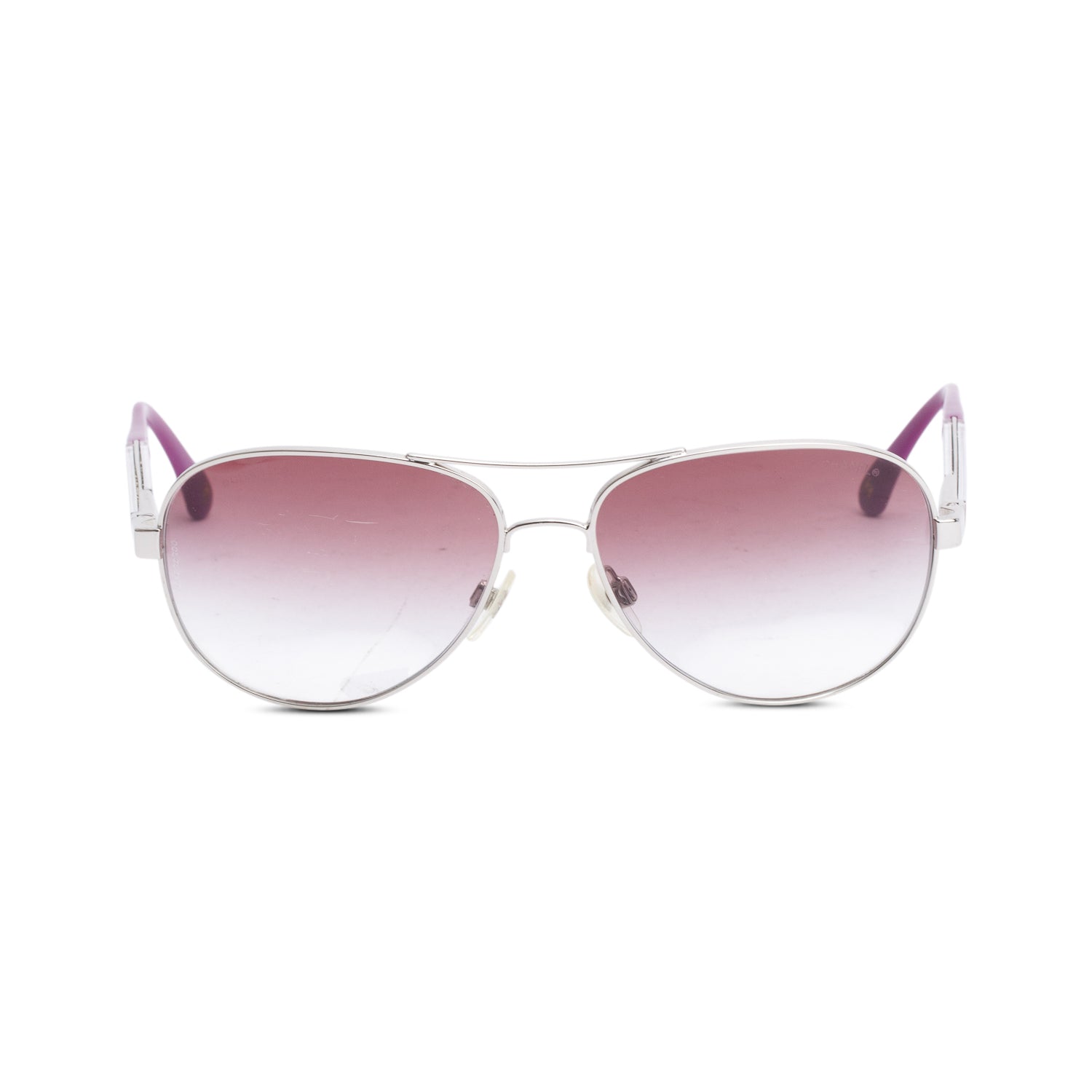 Chanel 4179 Silver Metal Purple Acetate CC Logo Aviator Sunglasses