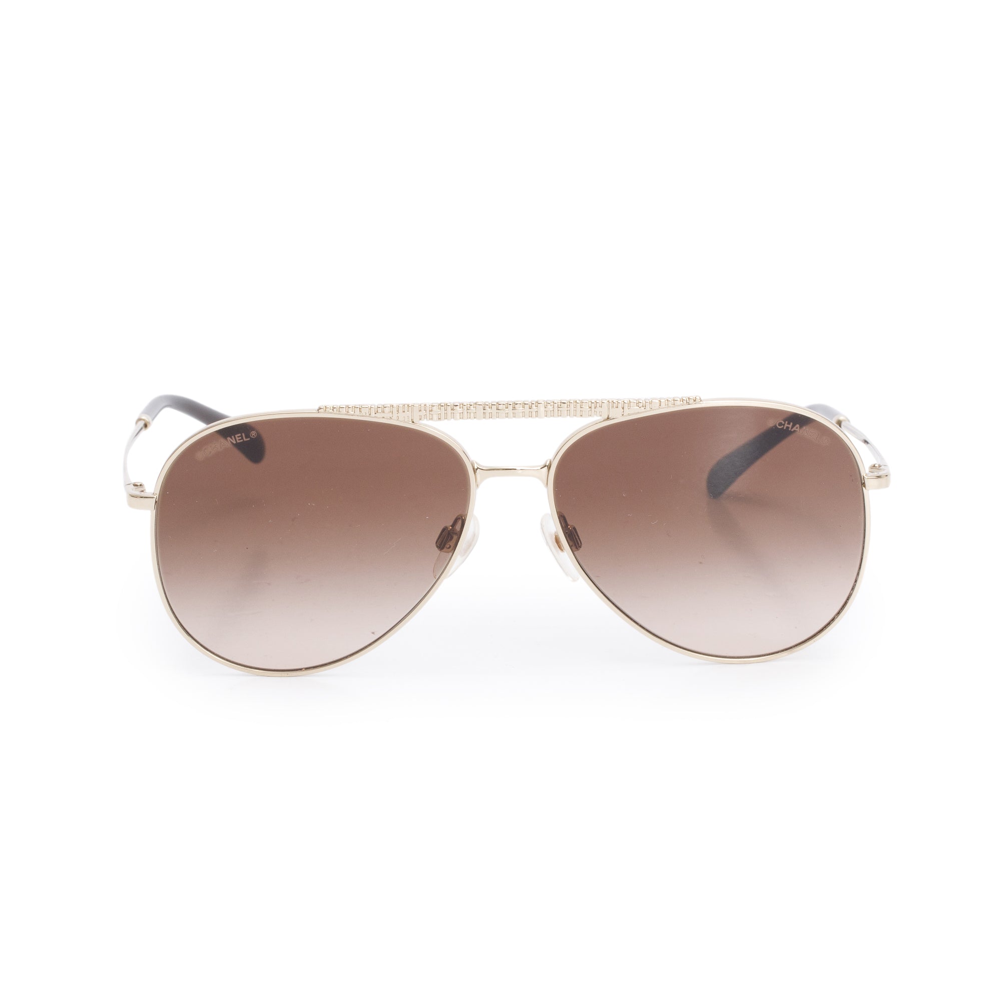 Chanel 4231 Gold Tone Metal Aviator Sunglasses