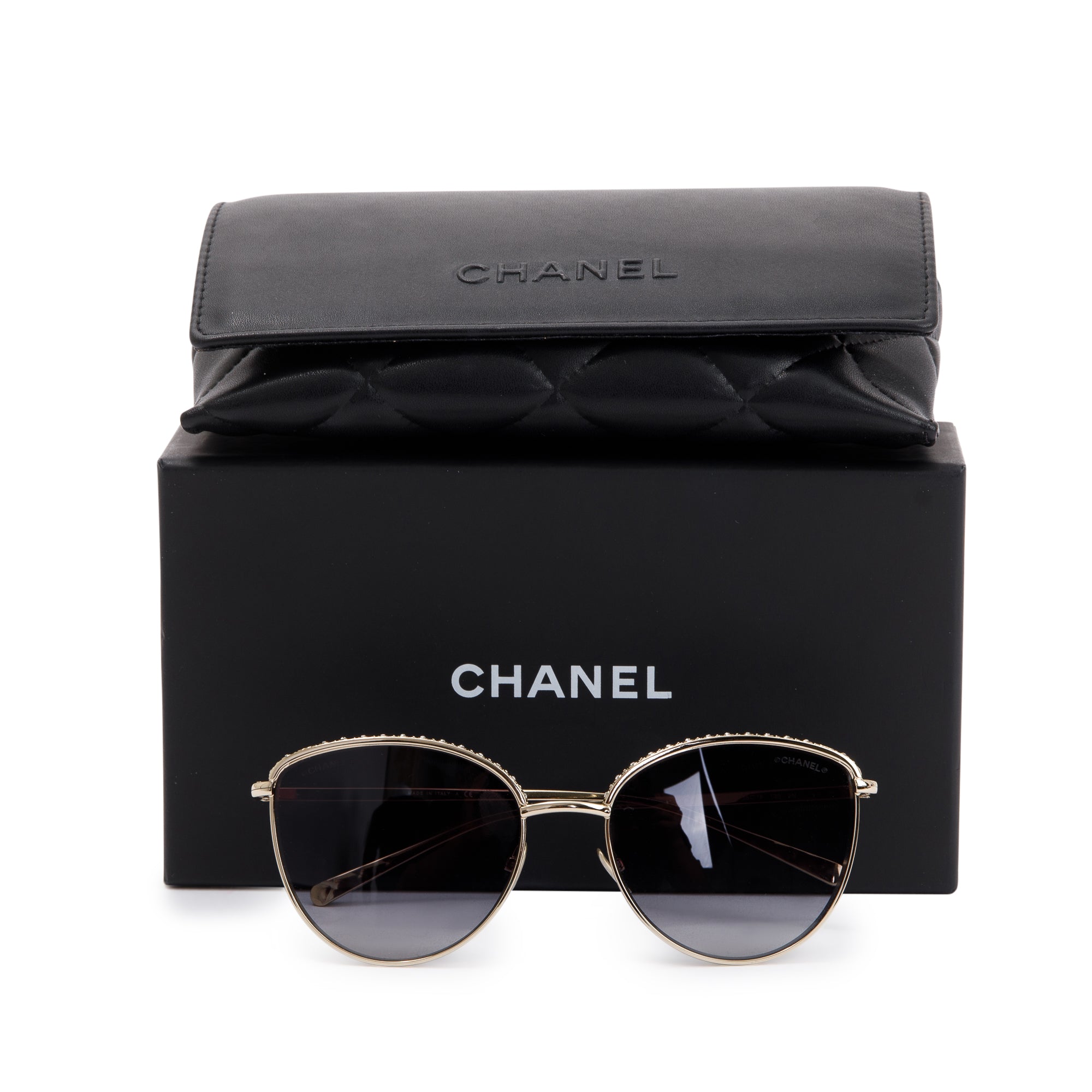 Chanel 4258-B Interlocking CC Logo Crystal Tinted Sunglasses w/ Box & Case