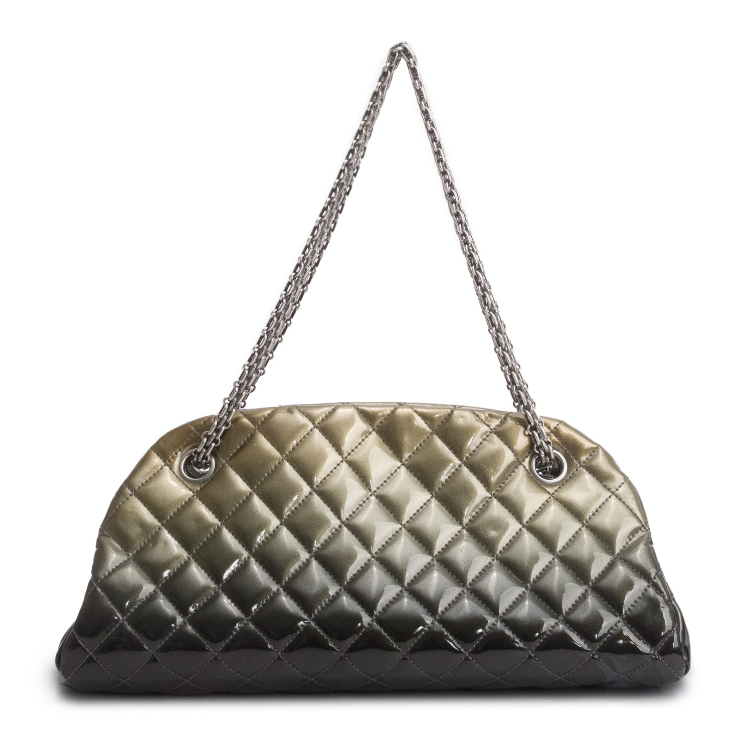 Chanel Green Ombre Patent Leather Quilted Medium Just Mademoiselle Bowler Bag