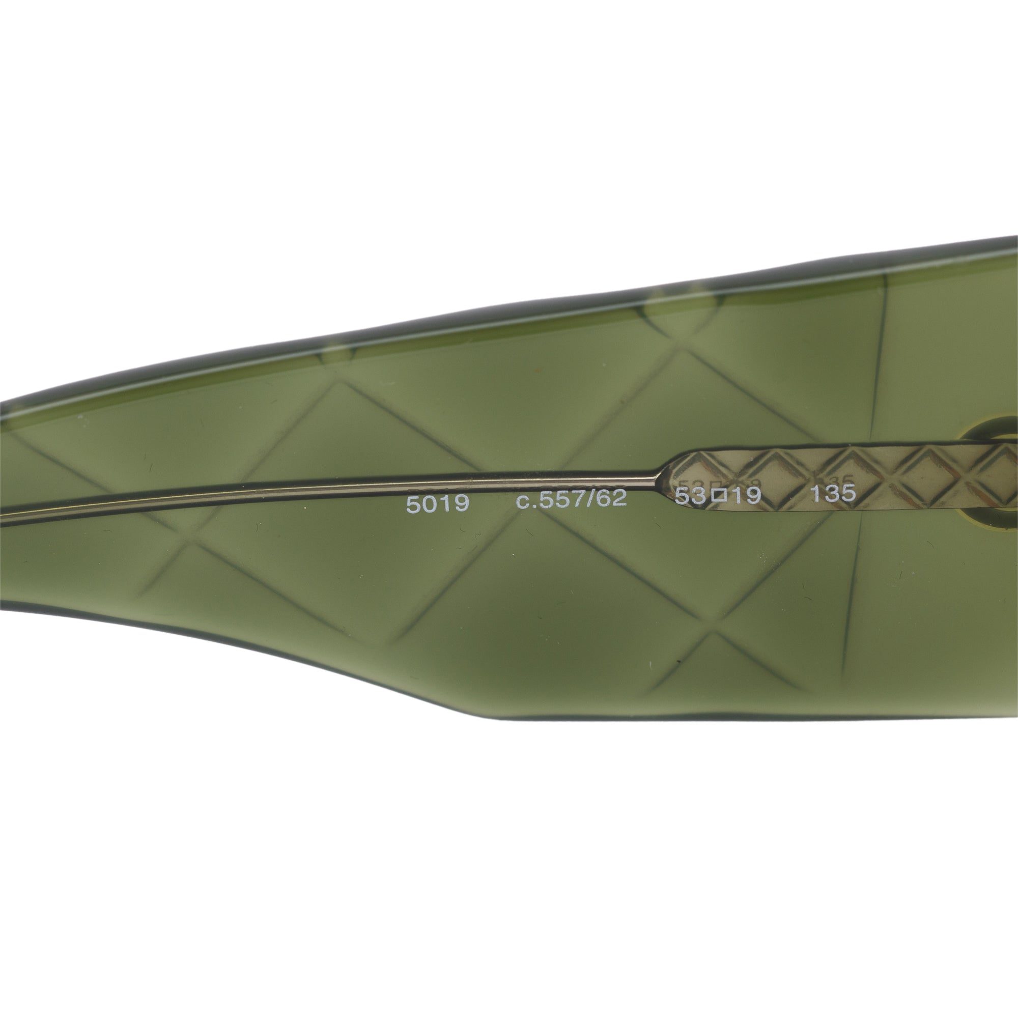 Chanel 5019 Green/Brown Iridescent Acetate CC Logo Quilted Square Sunglasses w/ Case