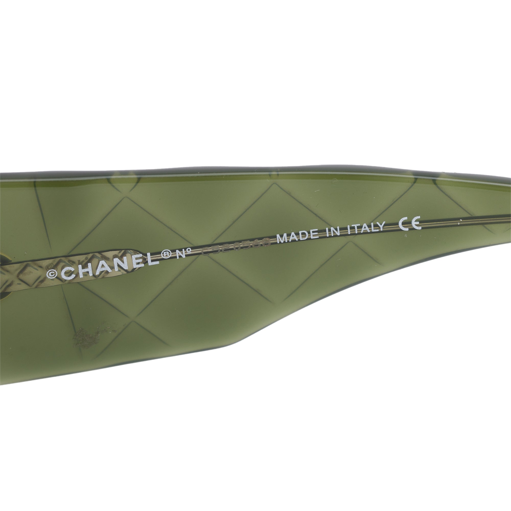 Chanel 5019 Green/Brown Iridescent Acetate CC Logo Quilted Square Sunglasses w/ Case