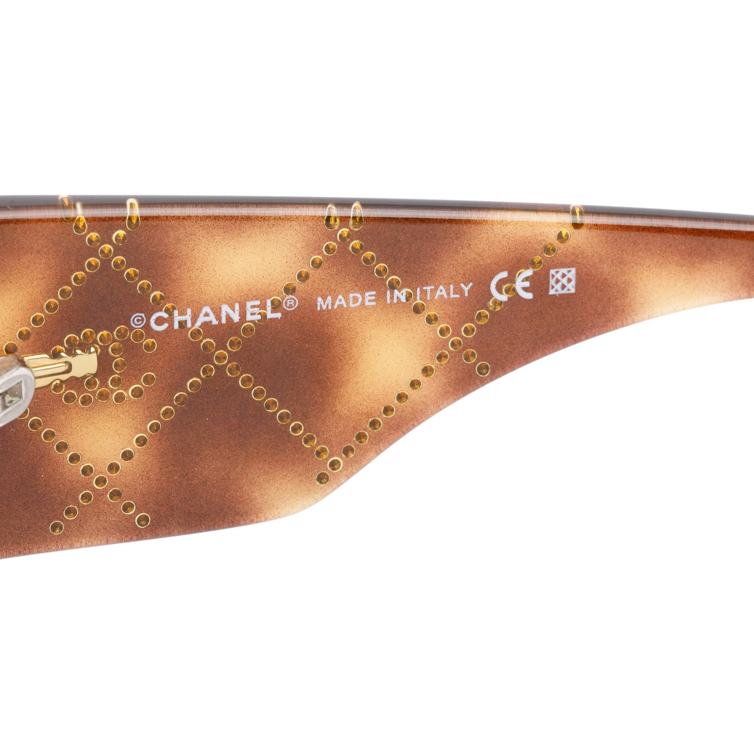 Chanel 5080-B Brown Havana Acetate Quilted Crystal CC Rectangle Sunglasses w/ Box & Case