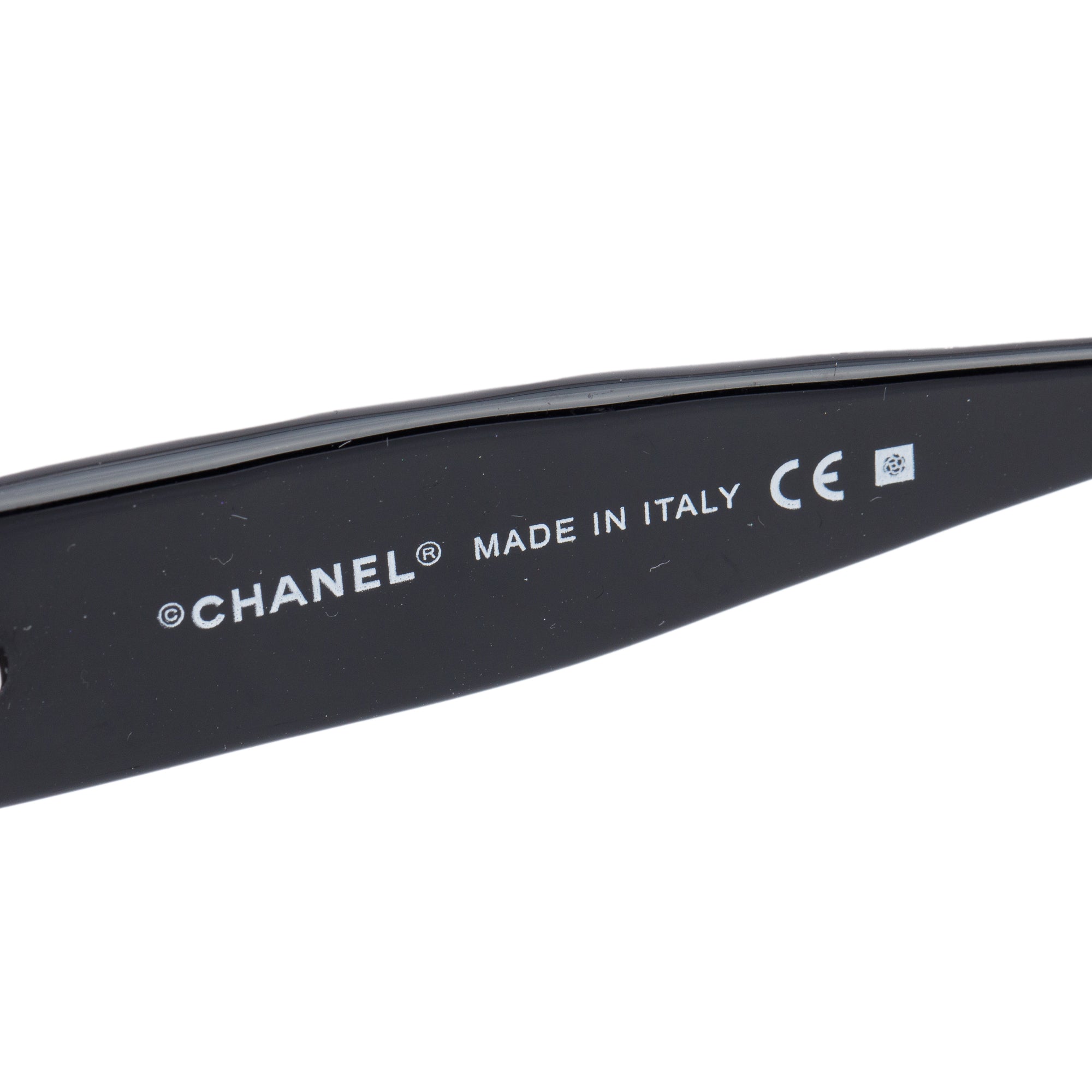 Chanel 5111 Black Quilted Acetate White CC Rectangle Sunglasses w/ Case