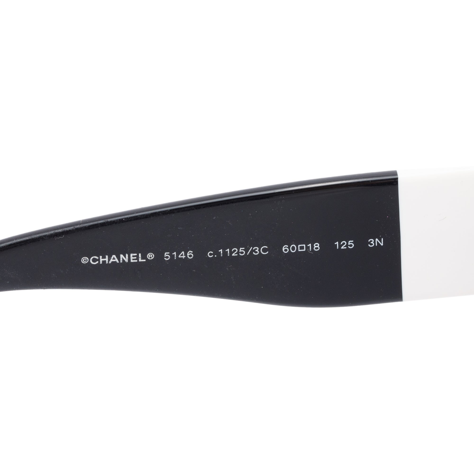Chanel 5146 Black/White Acetate CC Logo Oversized Sunglasses w/ Case