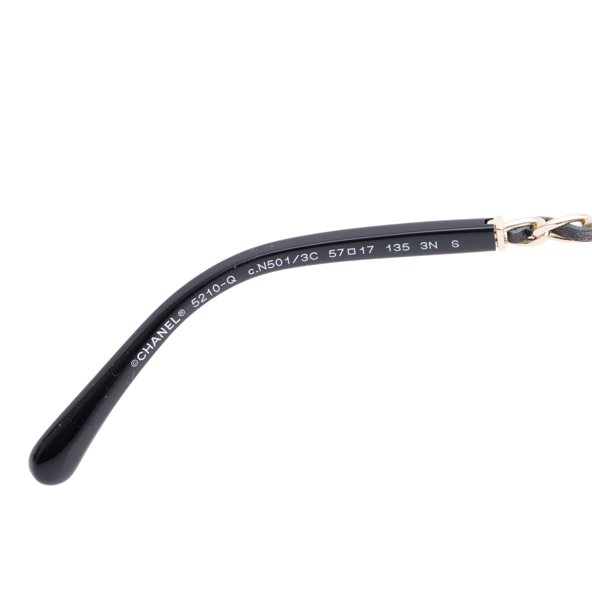 Chanel 5210-Q Chain Link Leather Interlocking CC Accent Square Sunglasses w/ Box & Case