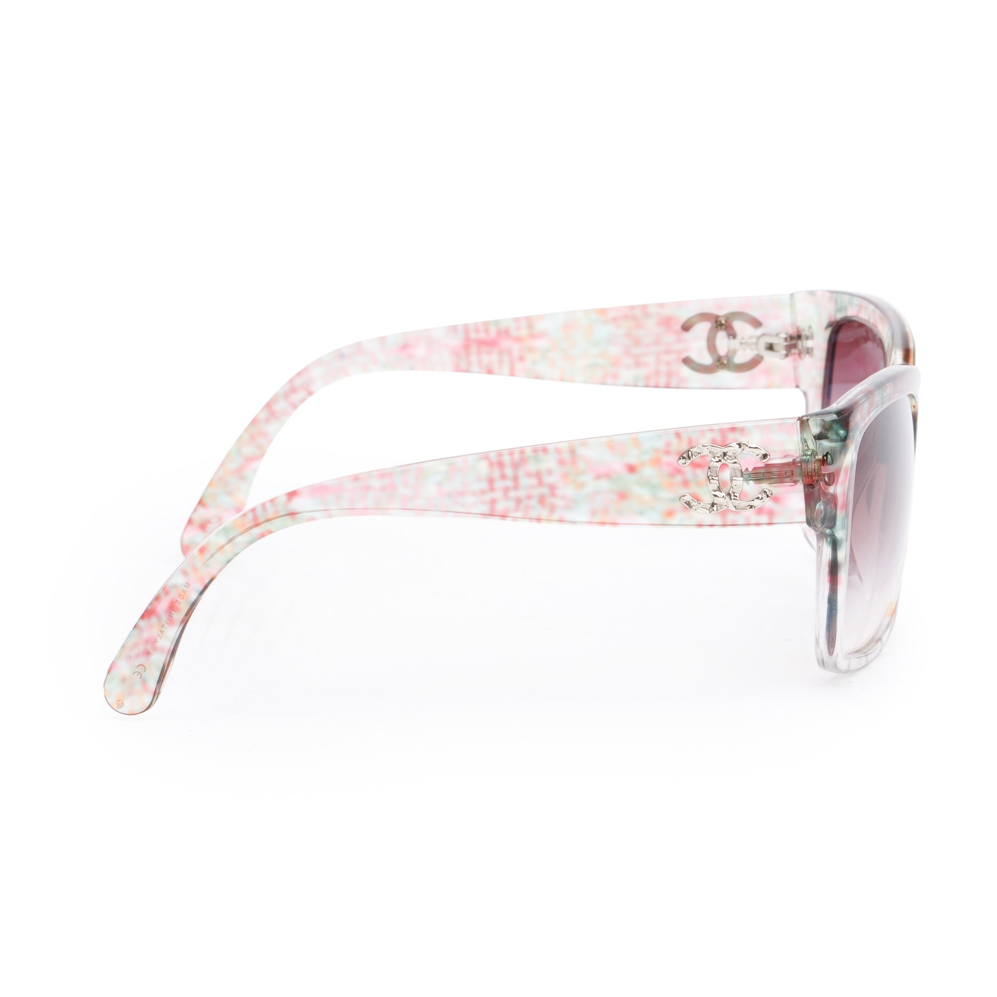 Chanel 5220 Multicolor Tweed Accent Acetate Interlocking CC quare Sunglasses w/ Box & Case