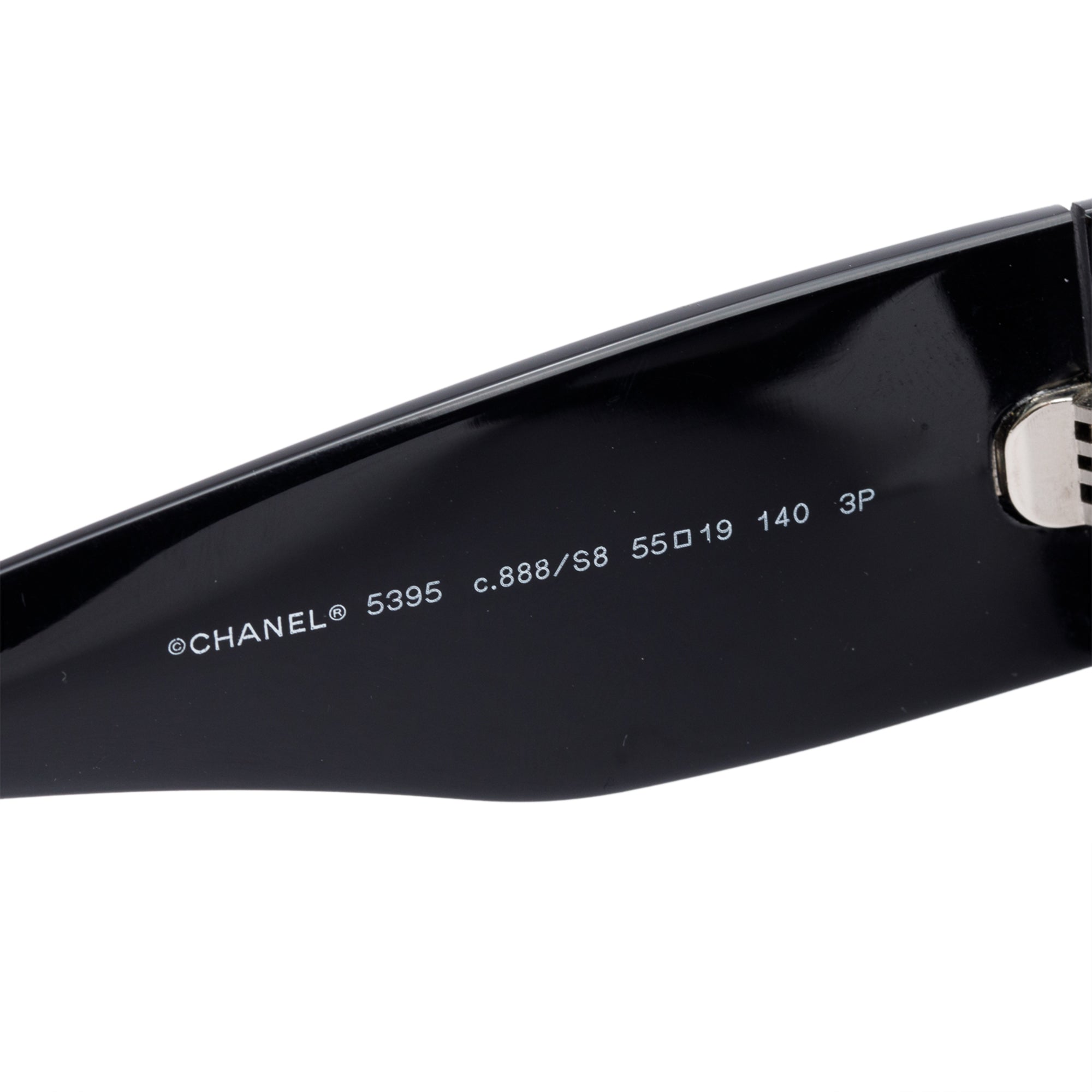 Chanel 5395 Black Quilted Acetate Calfskin Polarized CC Rectangle Sunglasses