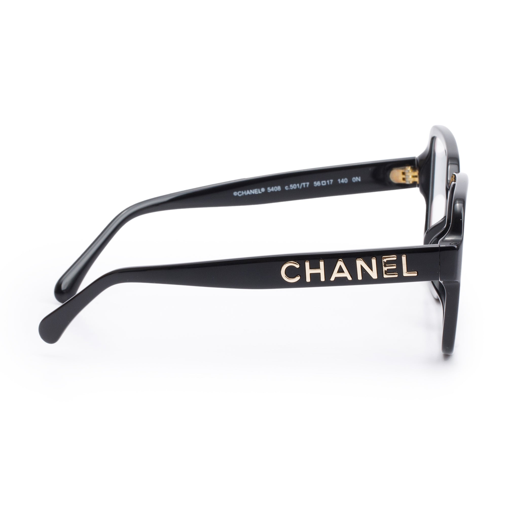 Chanel 5408 Black Acetate Logo Square Eyeglasses w/ Case