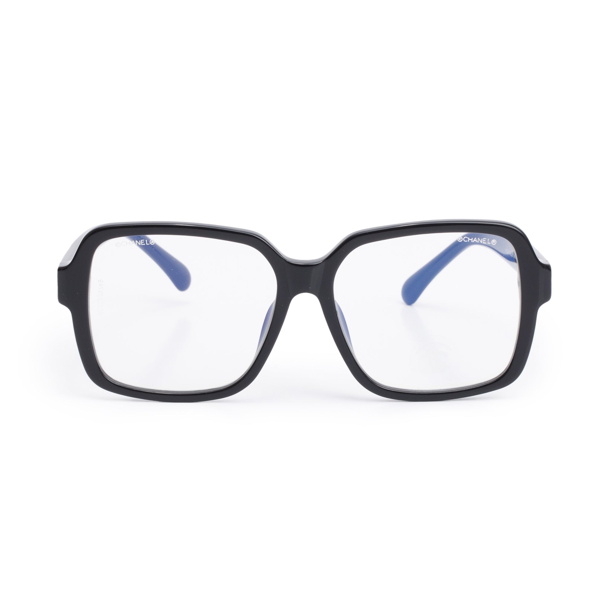 Chanel 5408 Black Acetate Logo Square Eyeglasses w/ Case