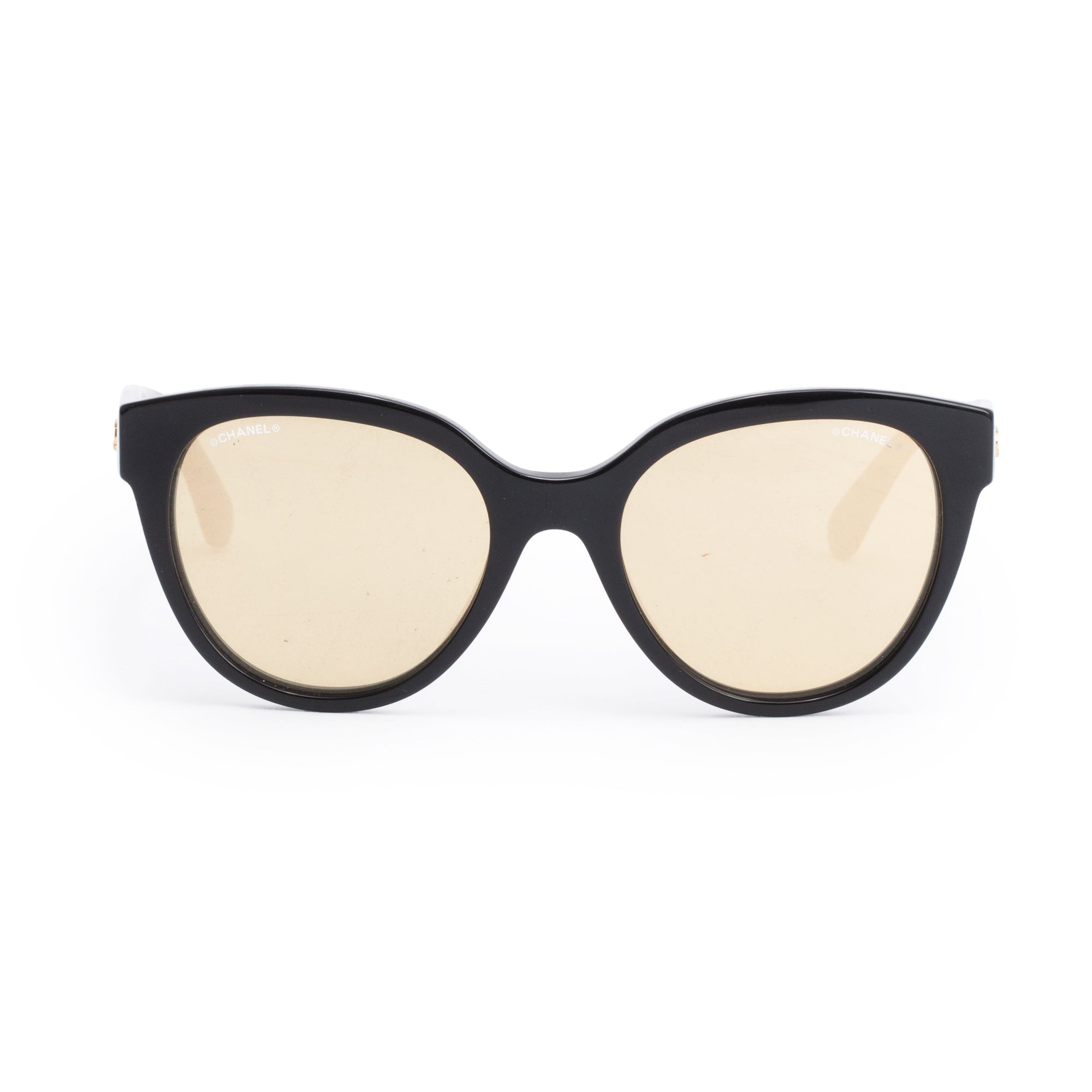 Chanel 5414 Black Acetate CC Logo Butterfly Mirrored Sunglasses w/ Case