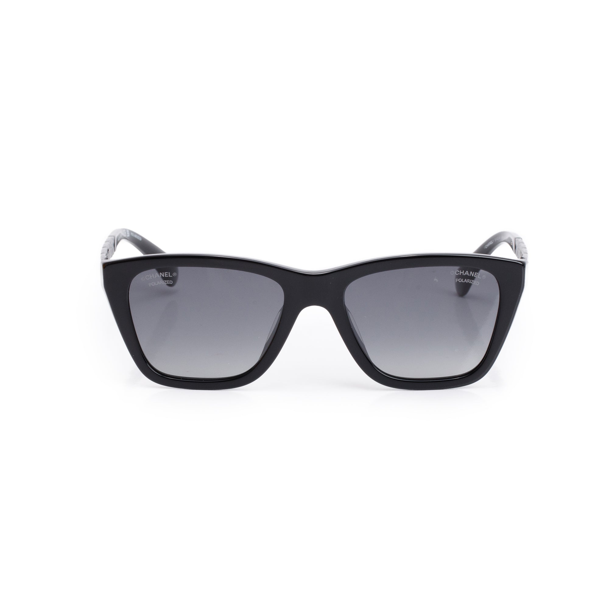 Chanel 5442-A Black Acetate CC Logo Rectangle Sunglasses w/ Case