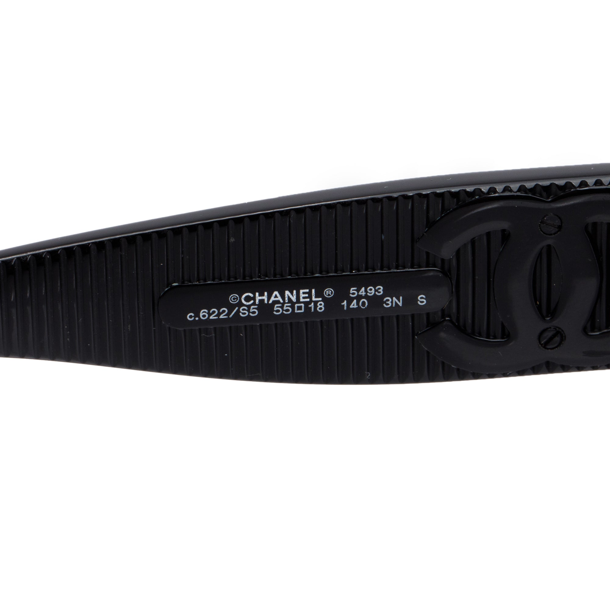 Chanel 5493 Black Acetate CC Logo Rectangle Sunglasses w/ Case