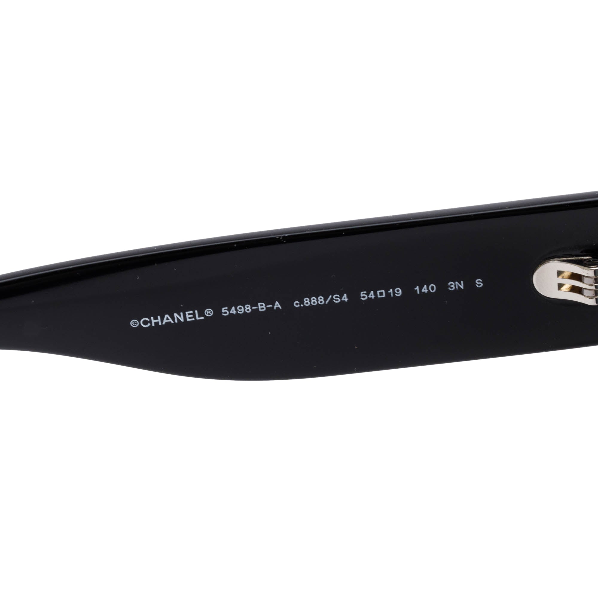 Chanel 5498-B-A Black Acetate Strass CC Logo Round Sunglasses w/ Case