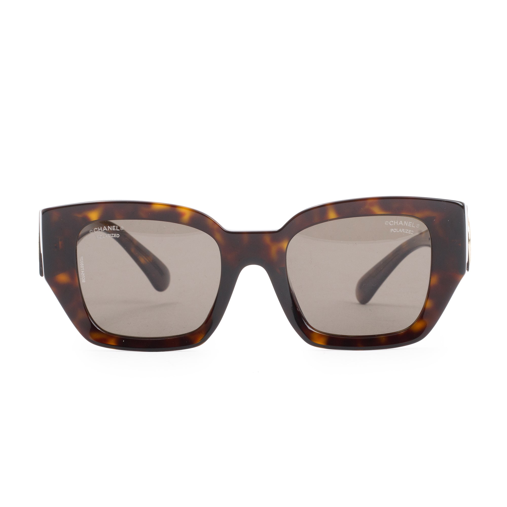 Chanel 5506-A 2023 Interlocking CC Logo Tortoise Acetate Sunglasses w/ Case