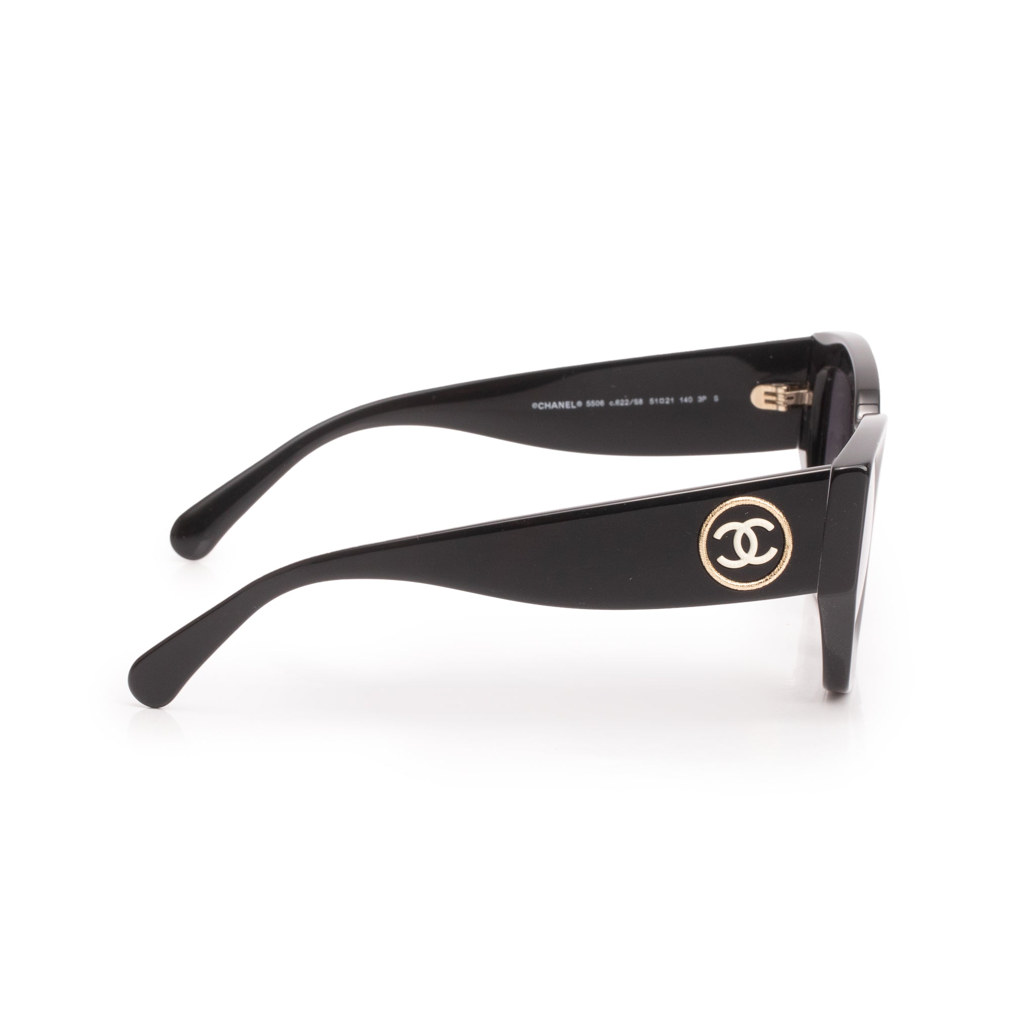 Chanel 5506 Black Acetate CC Logo Cat-Eye Sunglasses w/ Box & Case