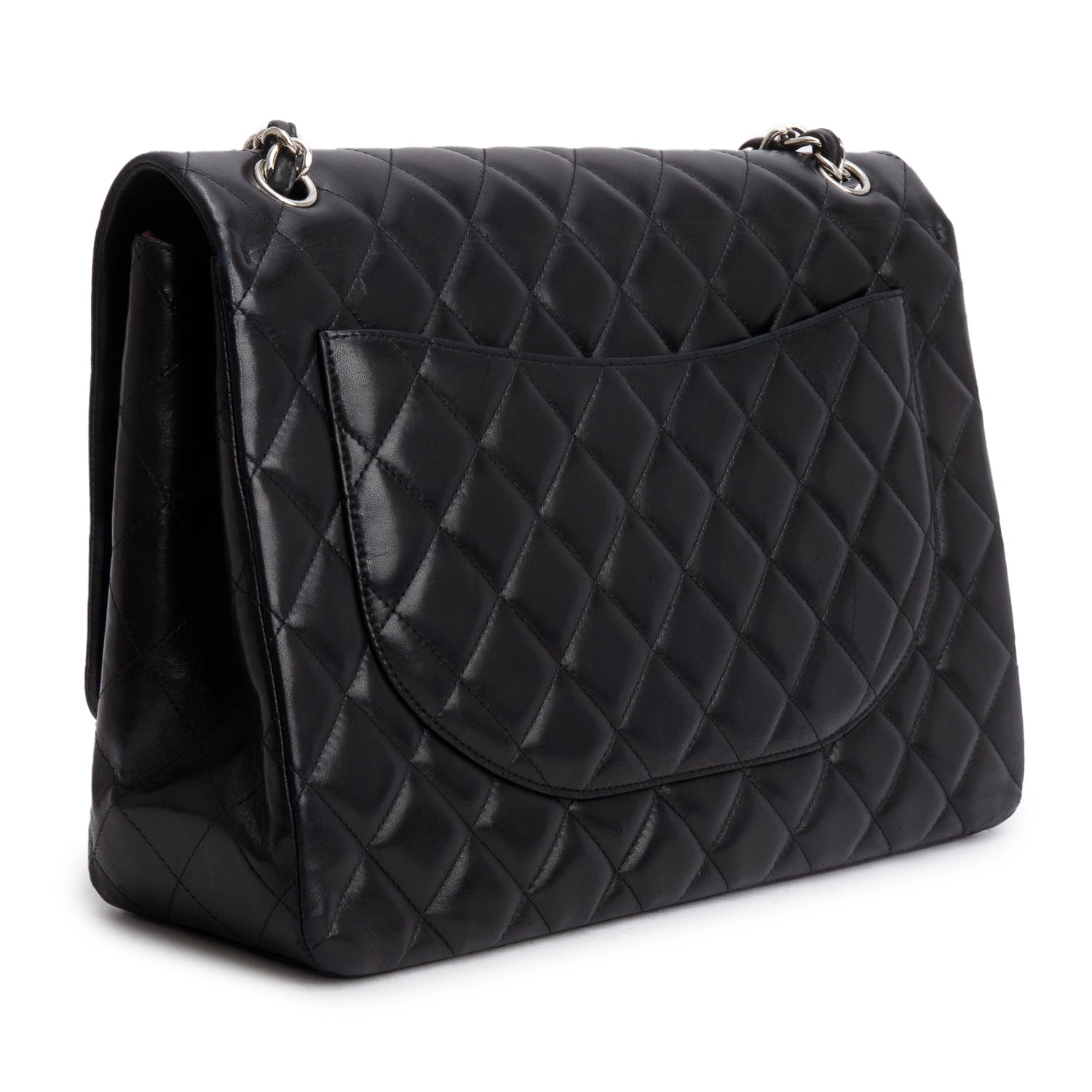 Chanel Black Lambskin Leather Classic Jumbo Single Flap Bag w/ Authenticity Card