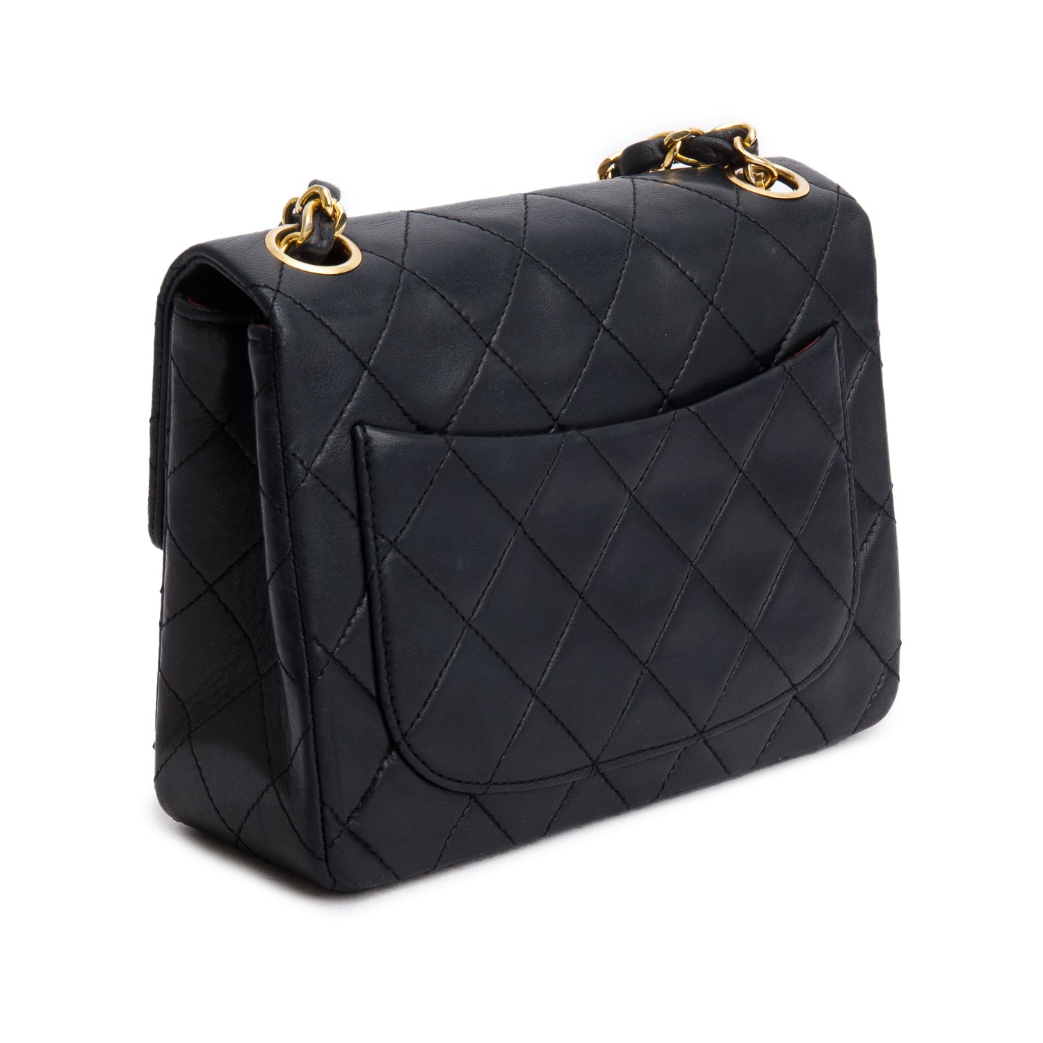 Chanel Vintage Black Lambskin Classic Mini Square Flap w/ Authenticity Card