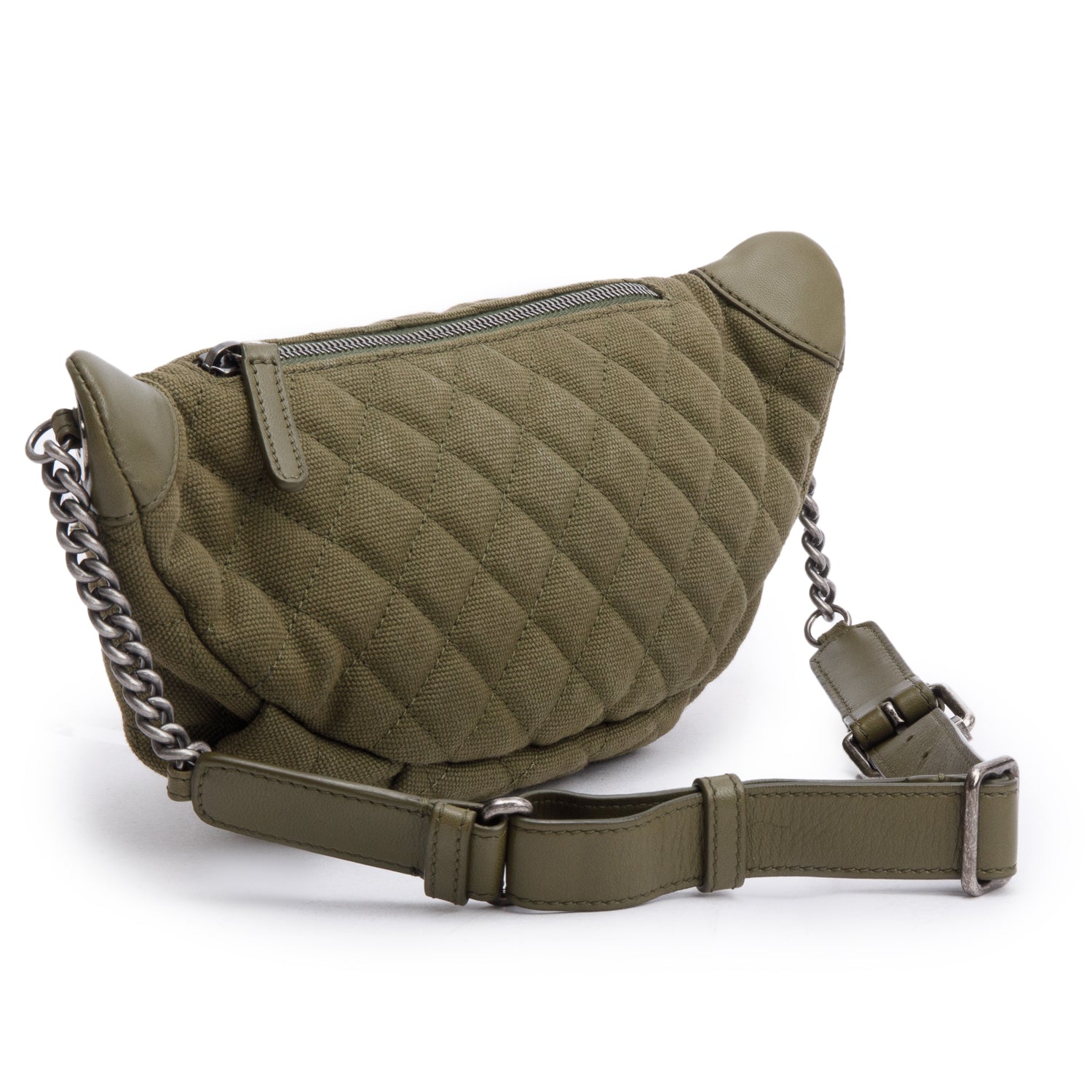 Chanel Khaki Canvas & Lambskin Leather Quilted Cocco Cuba Charms Waist Bag