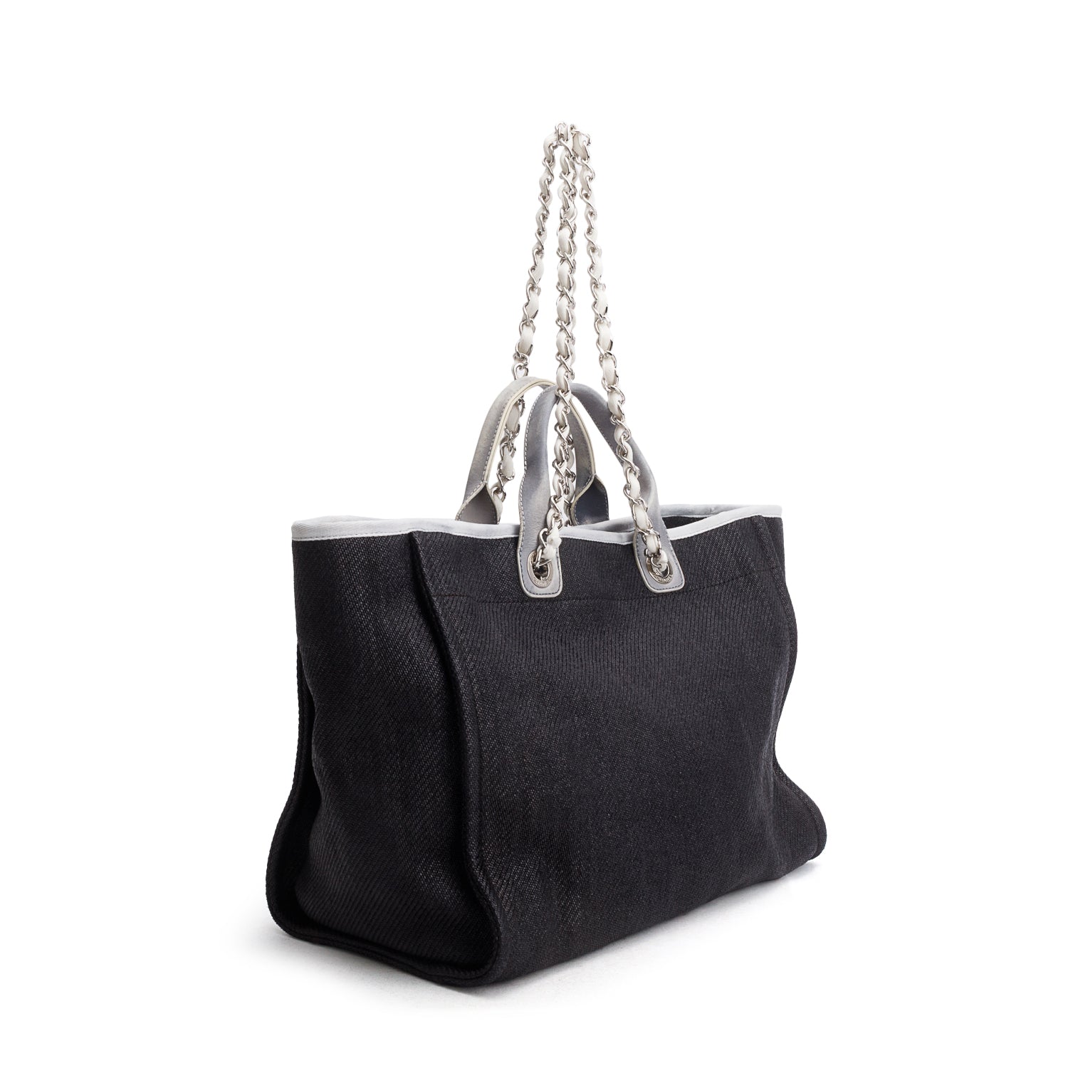 Chanel Navy Woven Raffia Medium Deauville Tote Bag