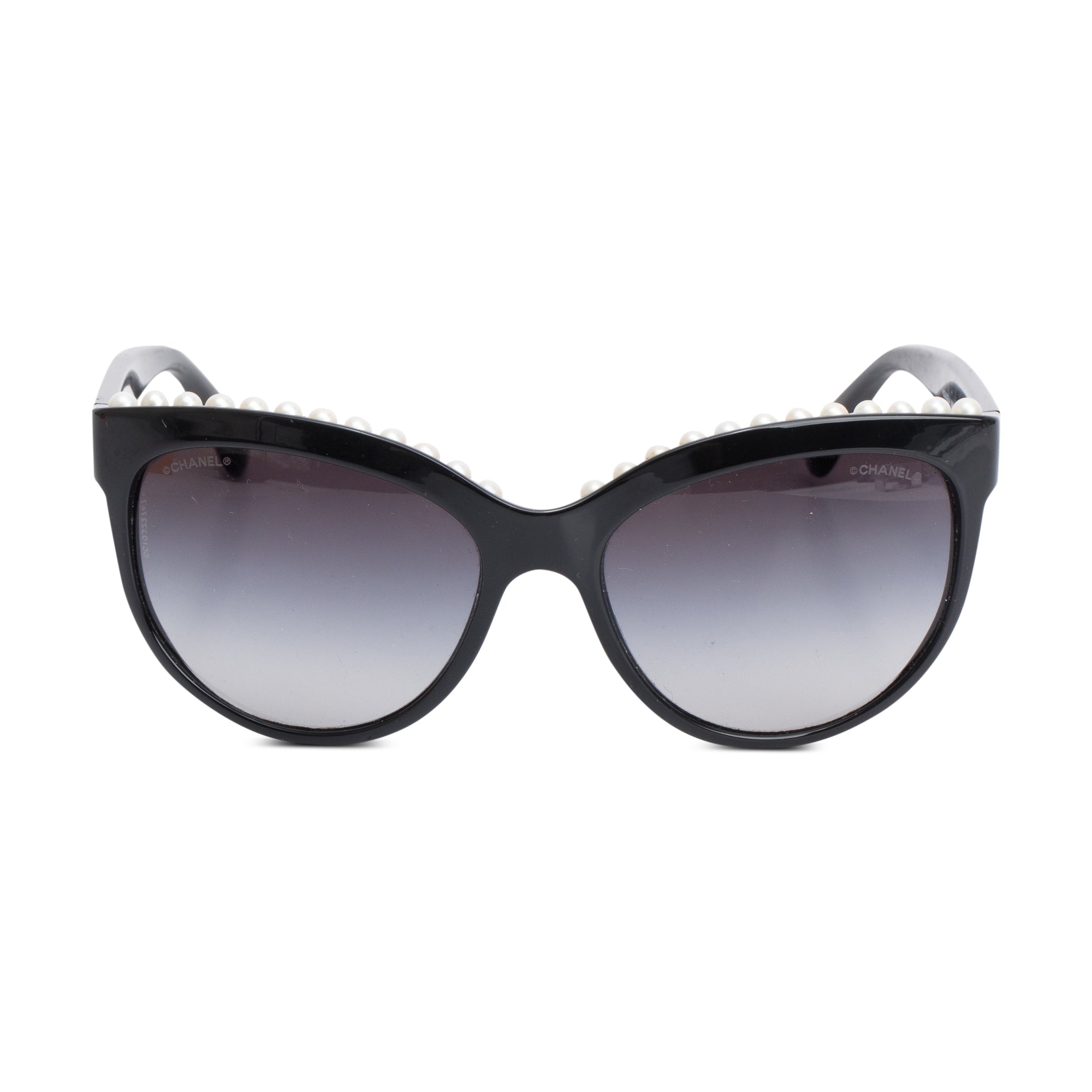 Chanel 6040 Black Acetate Freshwater Pearl Butterfly Sunglasses w/ Case