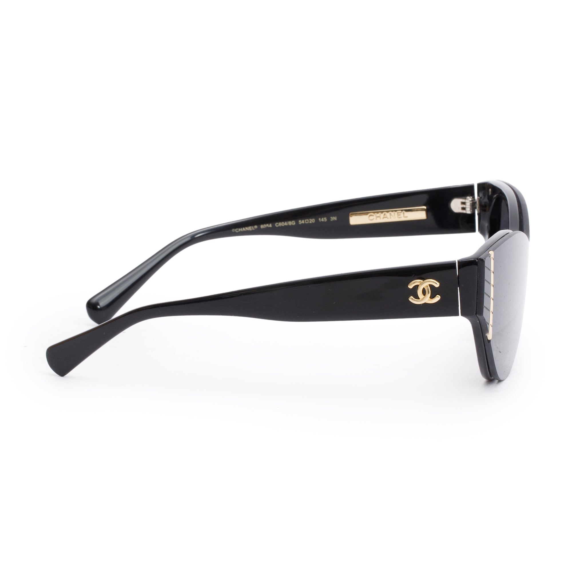 Chanel 6054 Black Acetate Interlocking CC Logo Cat-Eye Sunglasses w/ Case