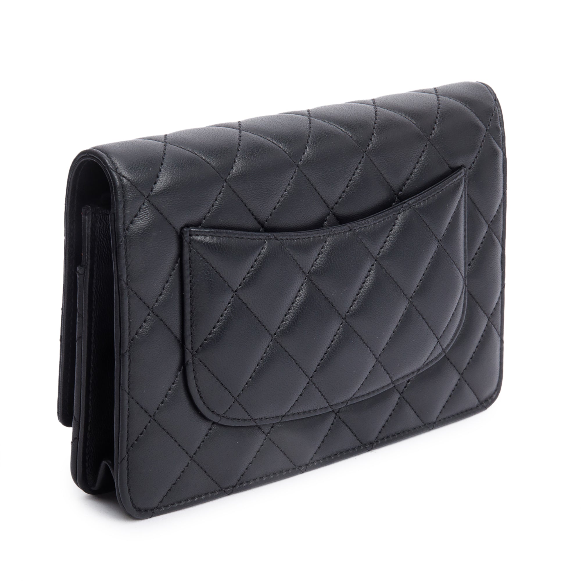 Chanel Black Quilted Lambskin Leather Classic Wallet on Chain w/ Authenticity Card