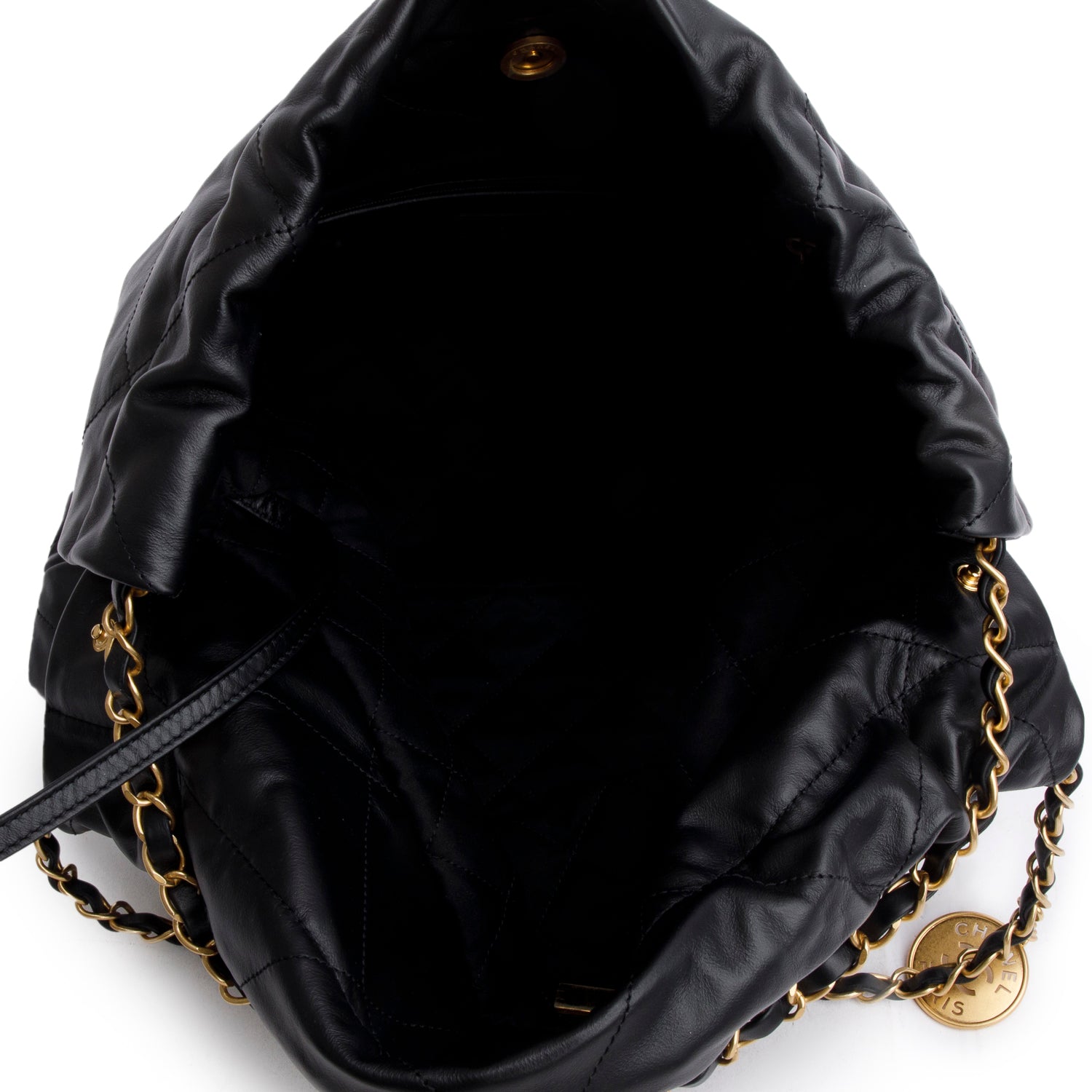 Chanel Black Calfskin Quilted Small 22 Hobo w/ Pouch