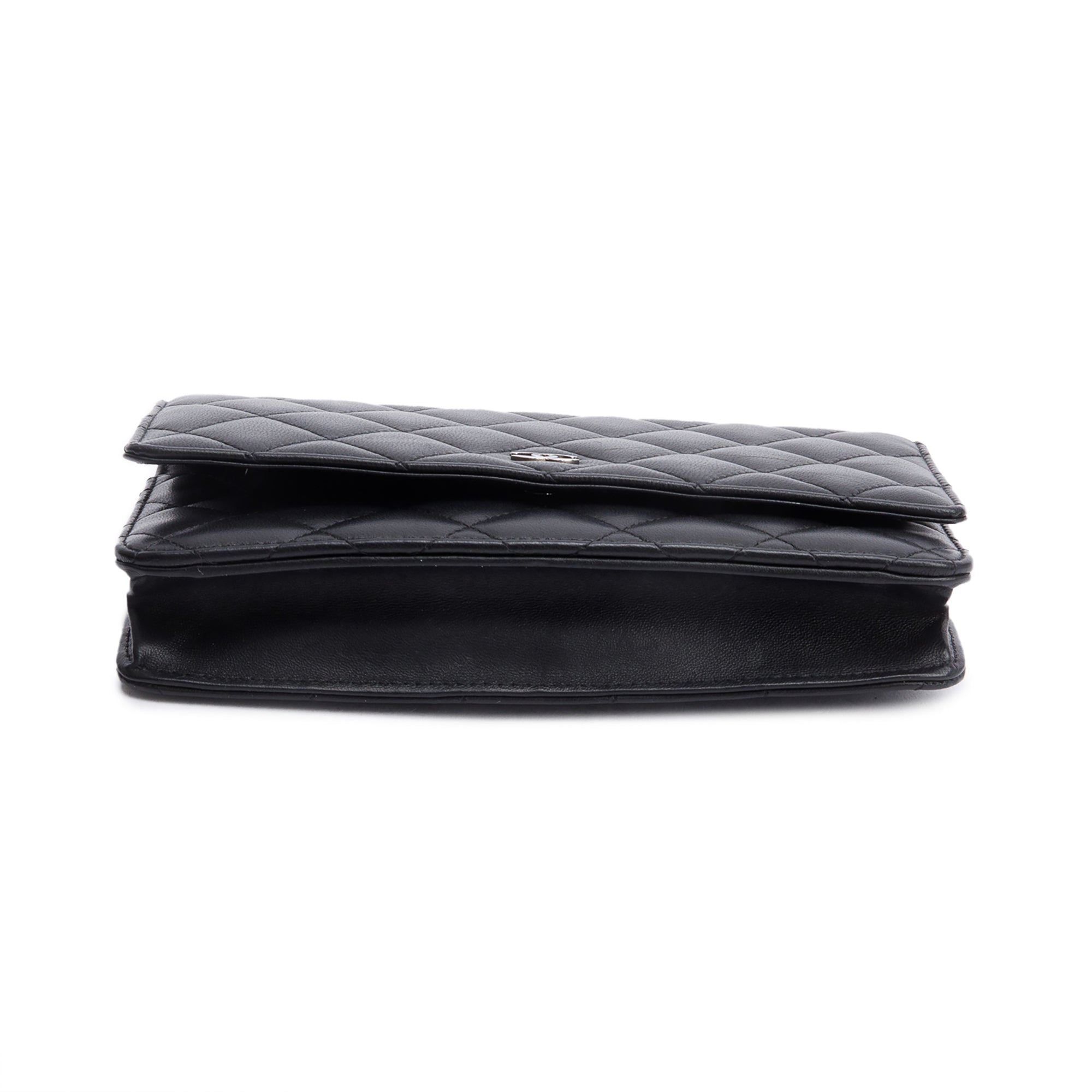 Chanel Black Quilted Lambskin Leather Classic Wallet on Chain w/ Authenticity Card