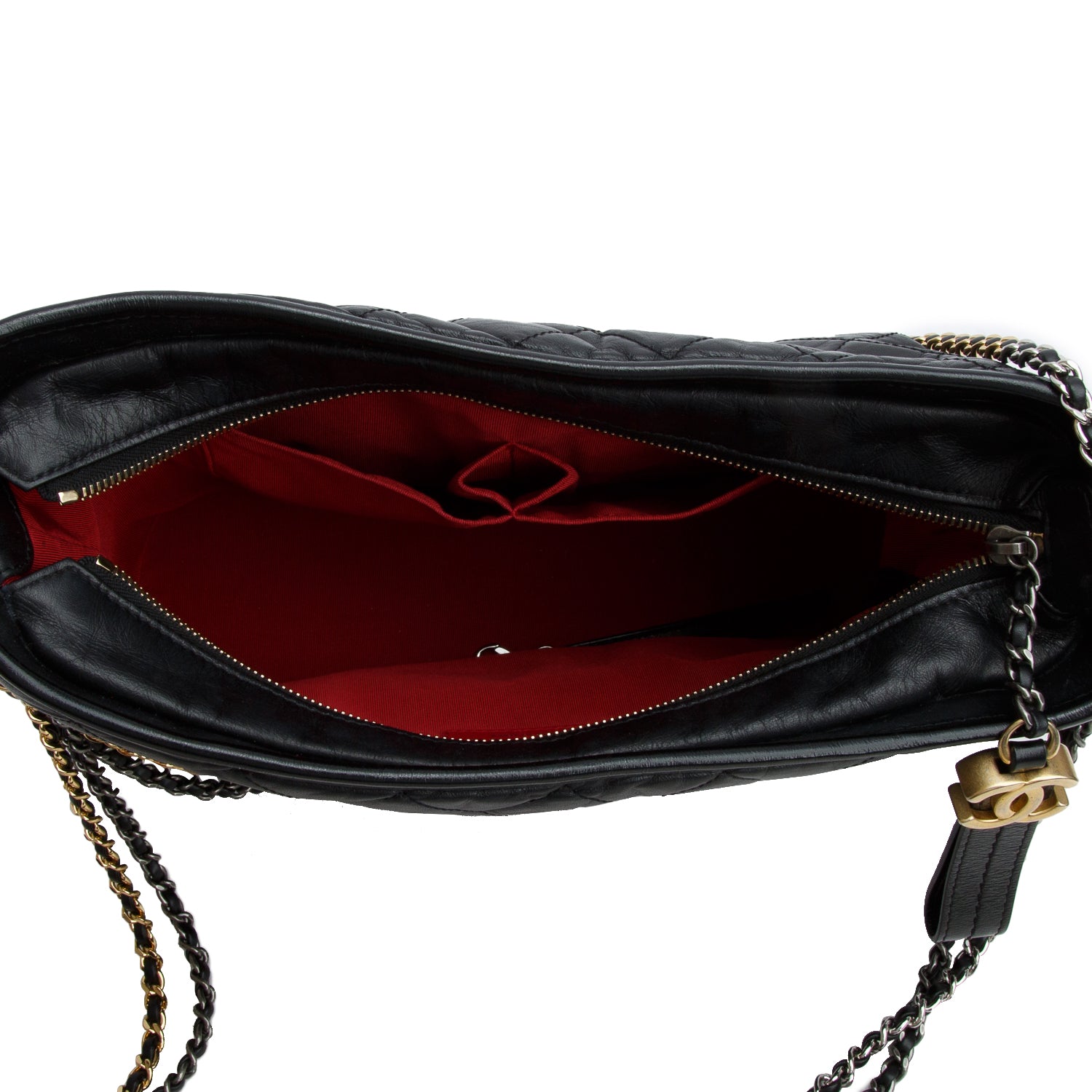 Chanel Black Aged Calfskin Leather Medium Gabrielle Hobo w/ Authenticity Card