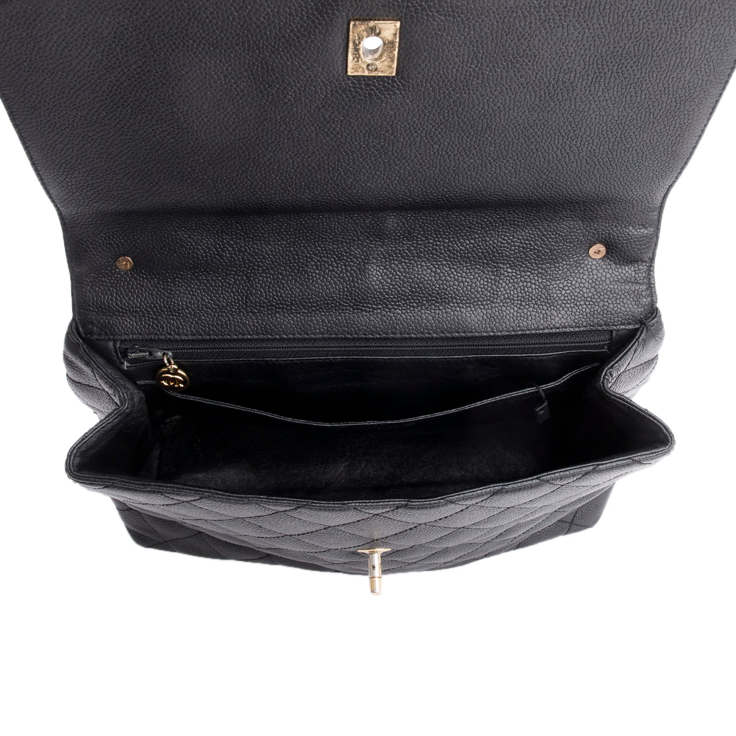 Chanel Vintage Black Caviar Jumbo Kelly Flap Bag w/ Strap