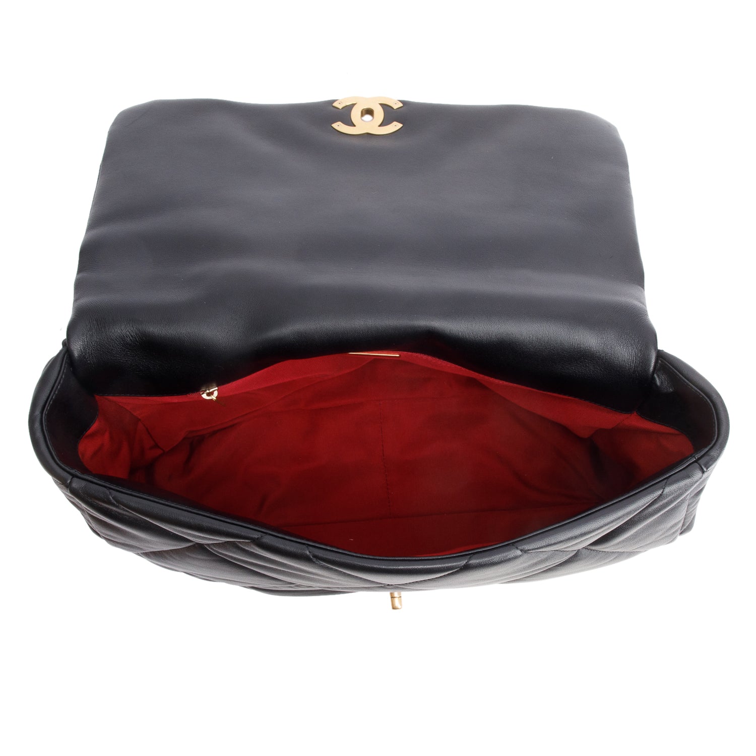 Chanel Black Lambskin Leather Maxi 19 Flap Bag