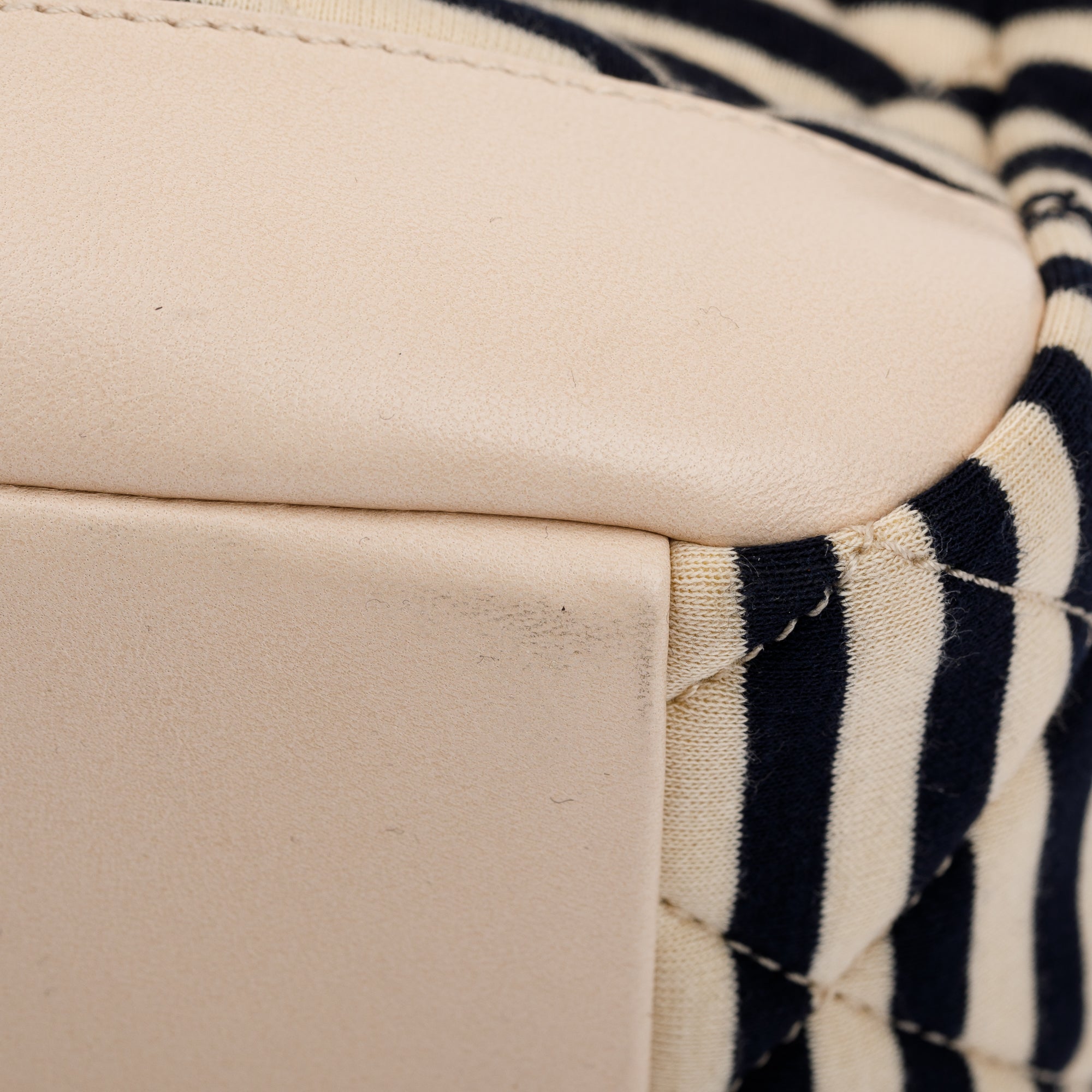 Chanel Beige & Black Quilted Jersey Coco Sailor Camera Bag w/ Authenticity Card