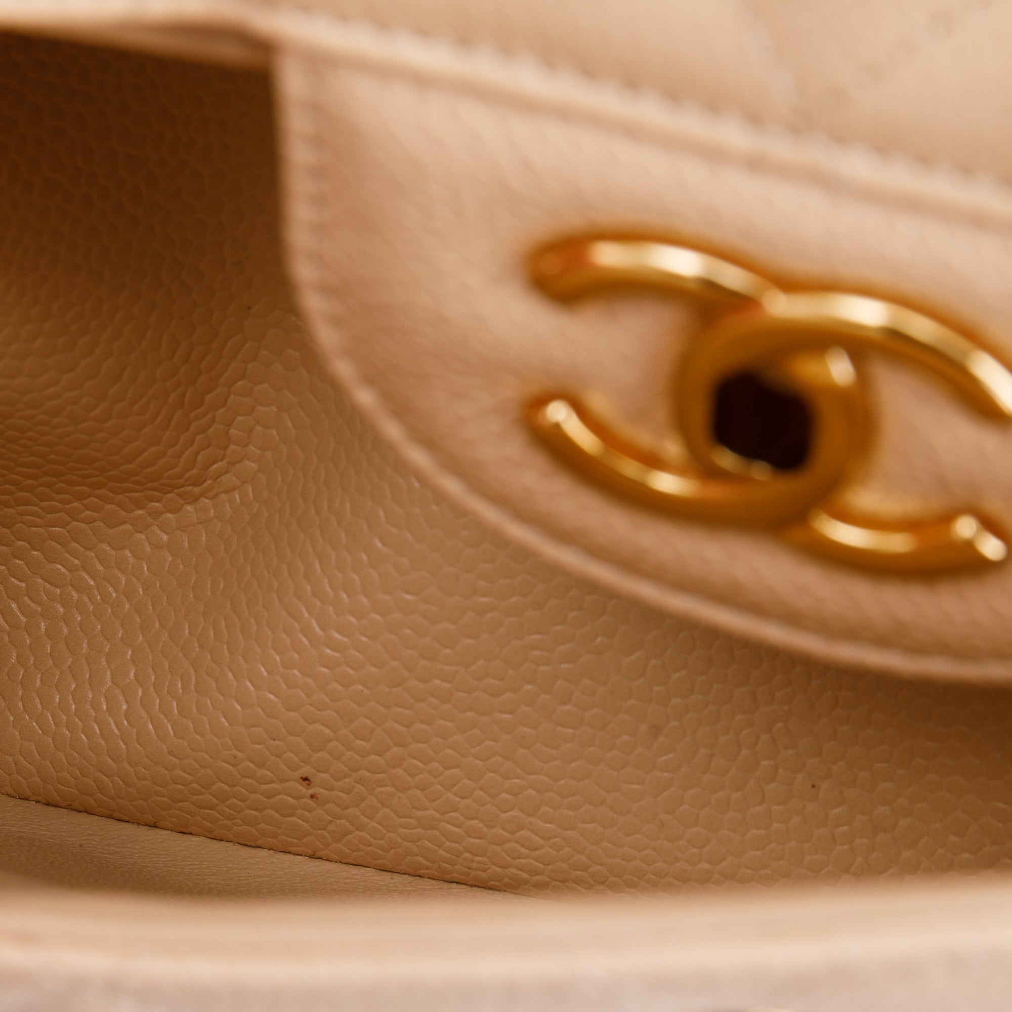 Chanel Beige Caviar Classic Jumbo Double Flap Bag w/ Authenticity Card