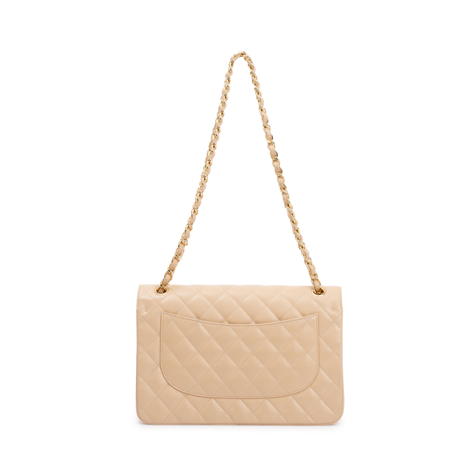 Chanel Beige Caviar Classic Jumbo Double Flap Bag w/ Authenticity Card