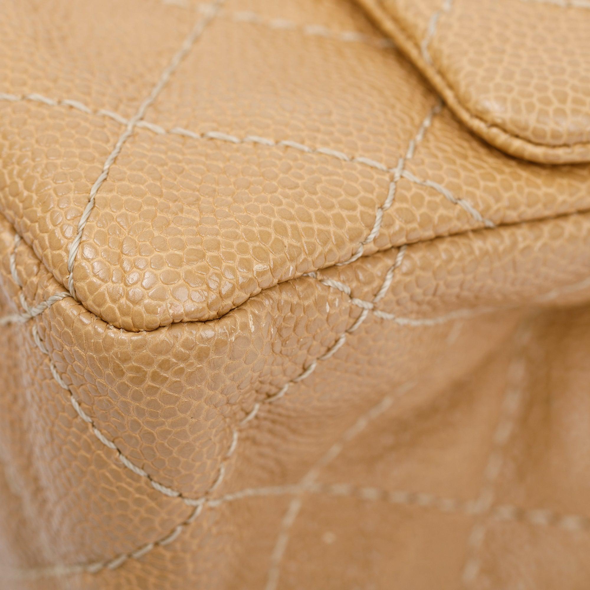 Chanel Beige Caviar Leather 2.55 Reissue 226 Double Flap Bag w/ Box & Authenticity Card