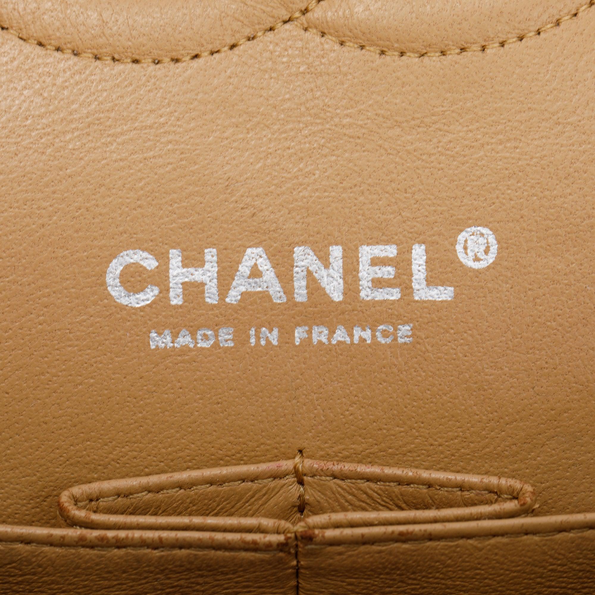 Chanel Beige Caviar Leather Classic Medium Double Flap Bag w/ Box & Authenticity Card