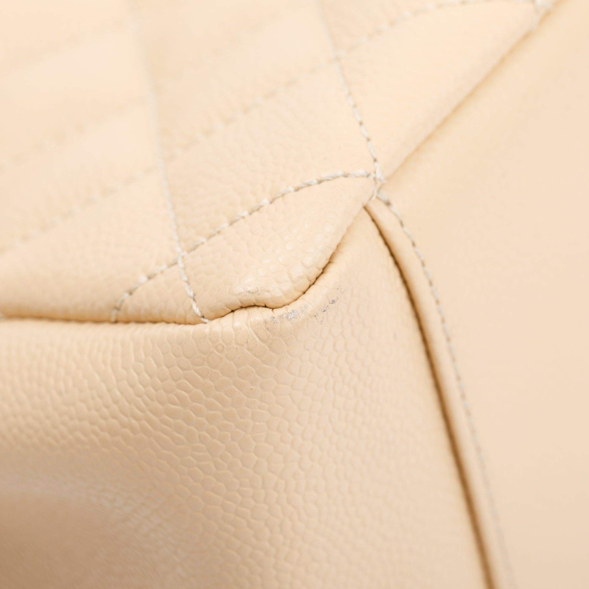 Chanel Beige Caviar Leather Grand Shopping Tote (GST) w/ Authentcity Card