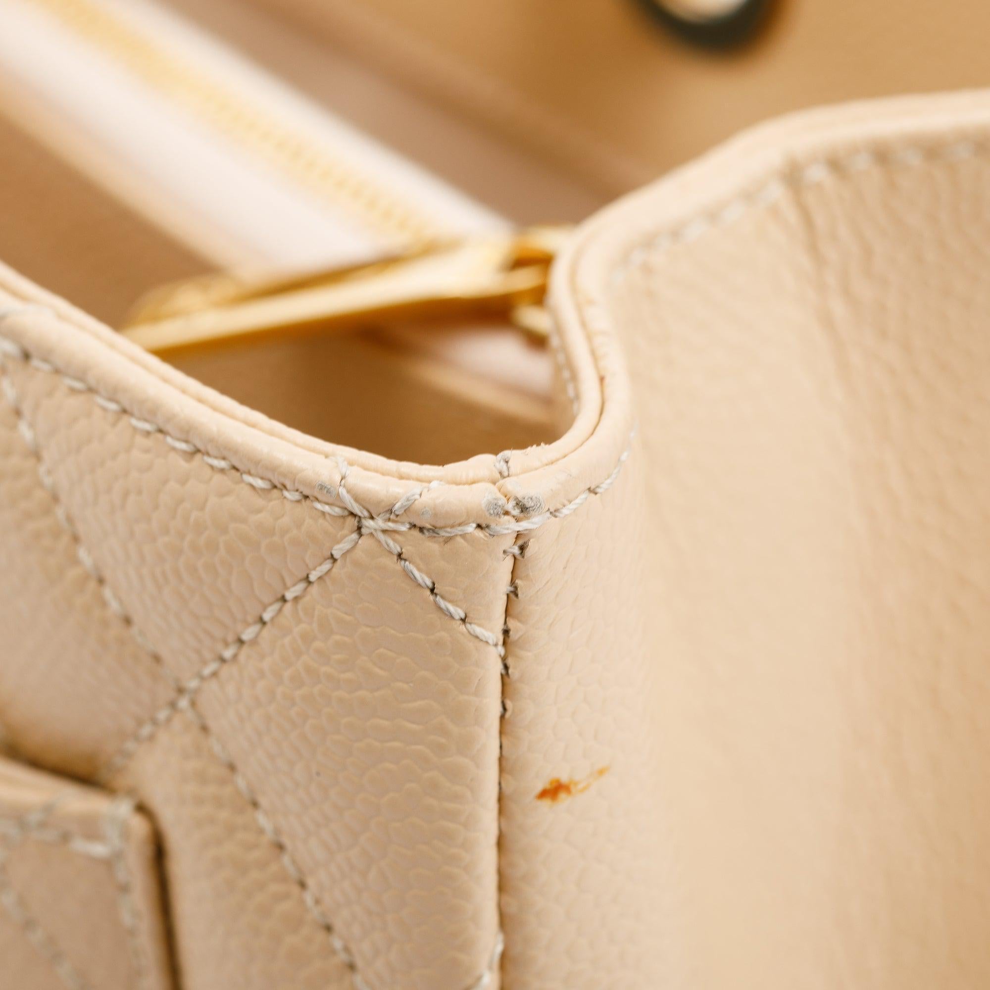 Chanel Beige Caviar Leather Grand Shopping Tote (GST) w/ Authentcity Card