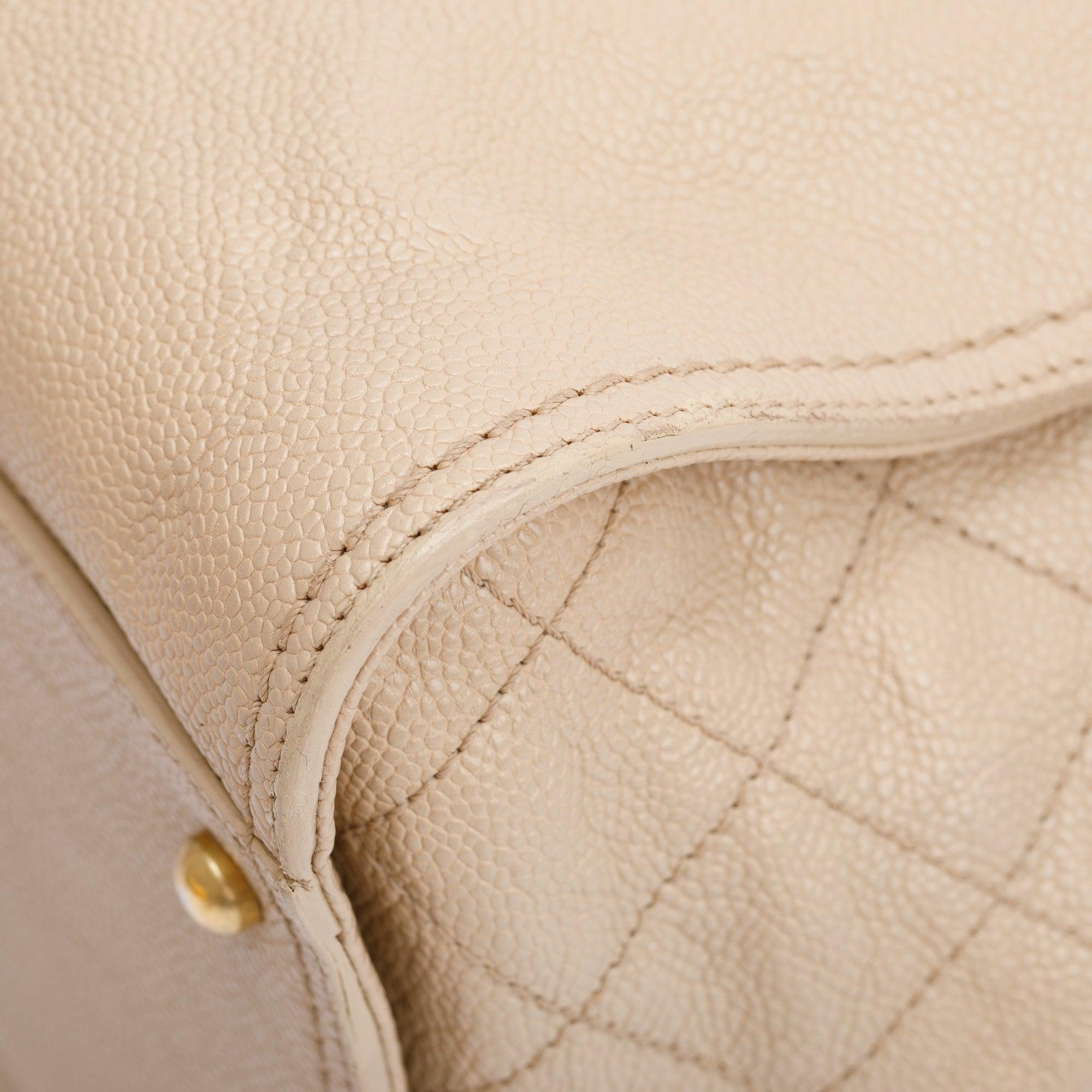 Chanel Beige Caviar Leather Large Reissue Tote w/ Authenticity Card