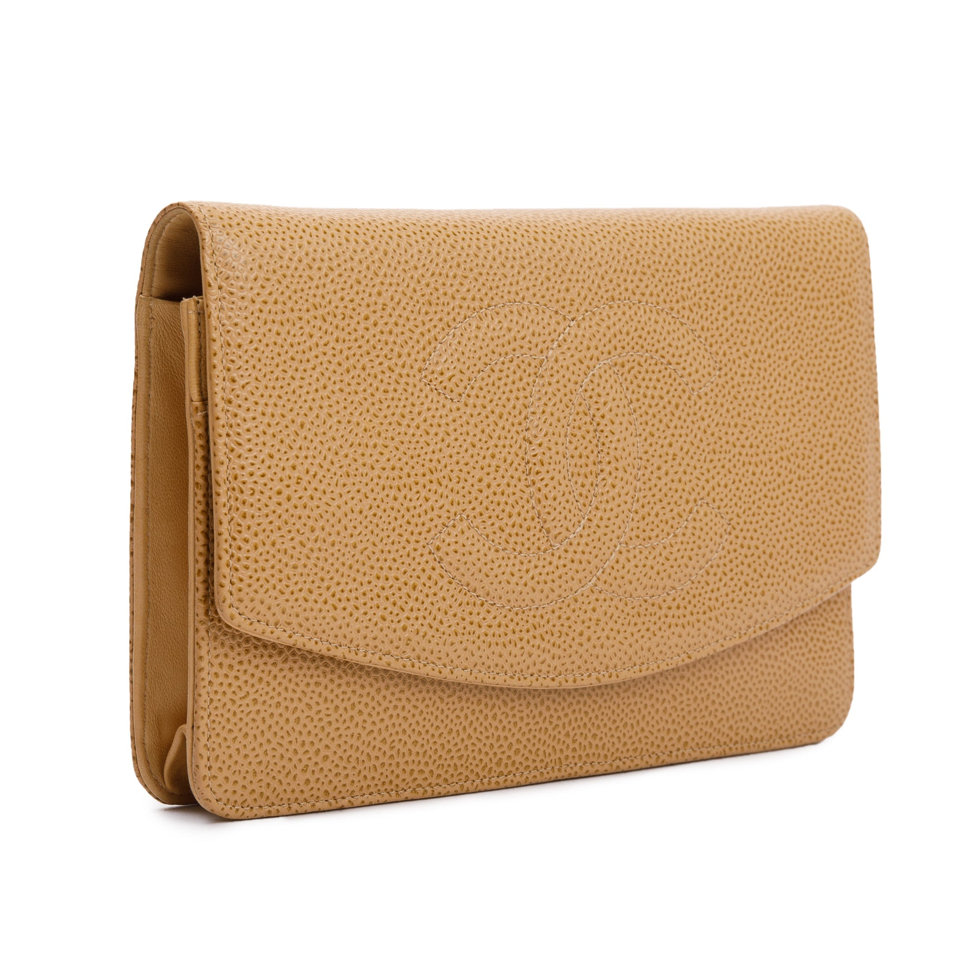 Chanel Beige Caviar Leather Timeless Wallet on Chain