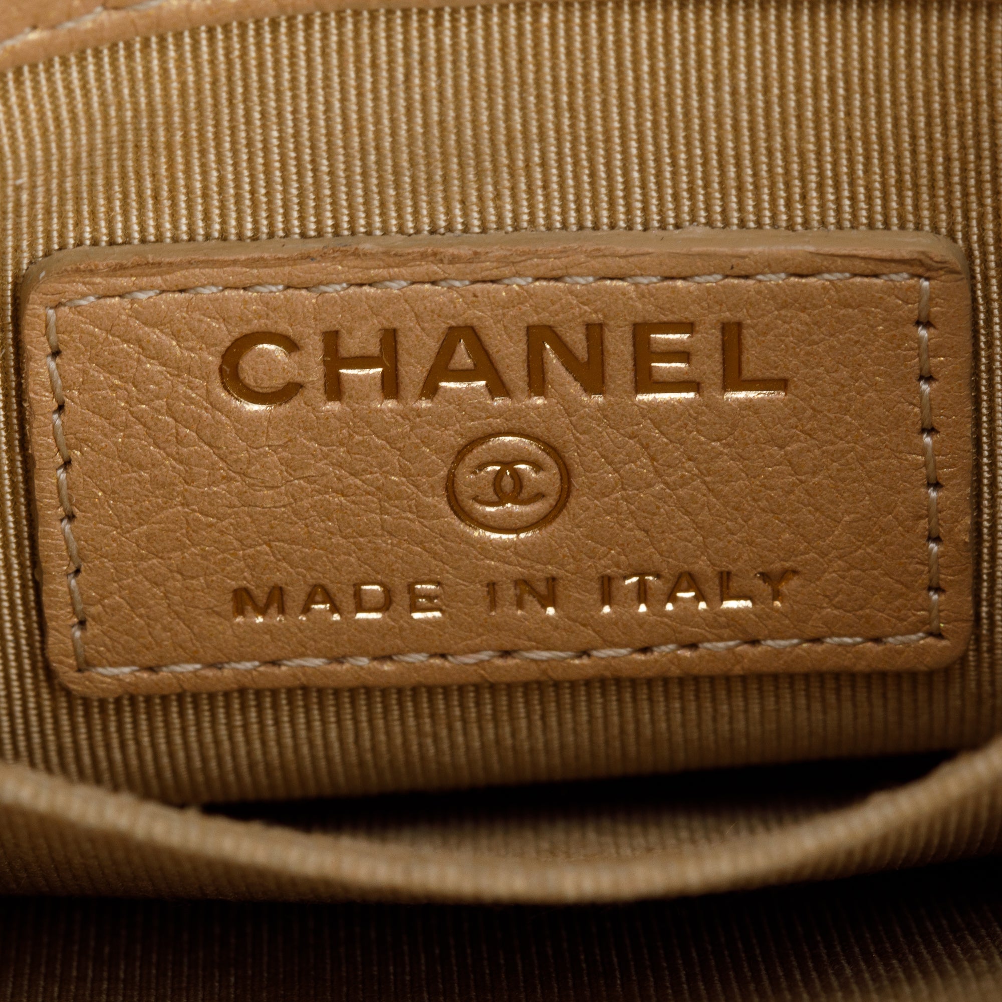 Chanel Beige Iridescent Quilted Calfskin Leather CC Crossbody Phone Holder