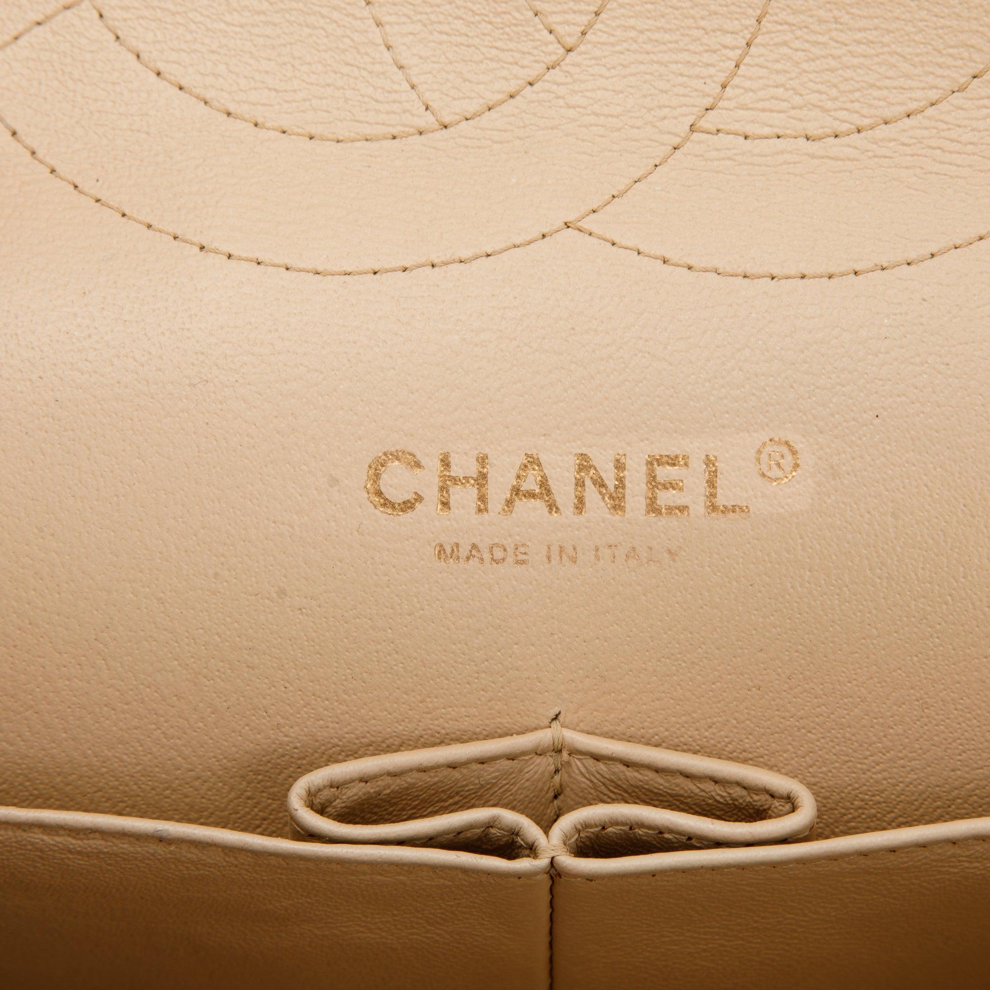 Chanel Beige Lambskin Classic Jumbo Double Flap Bag