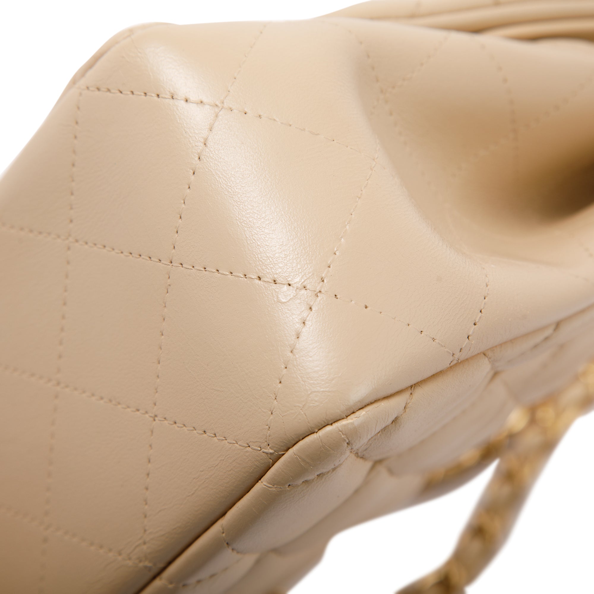 Chanel Beige Lambskin Classic Jumbo Double Flap Bag