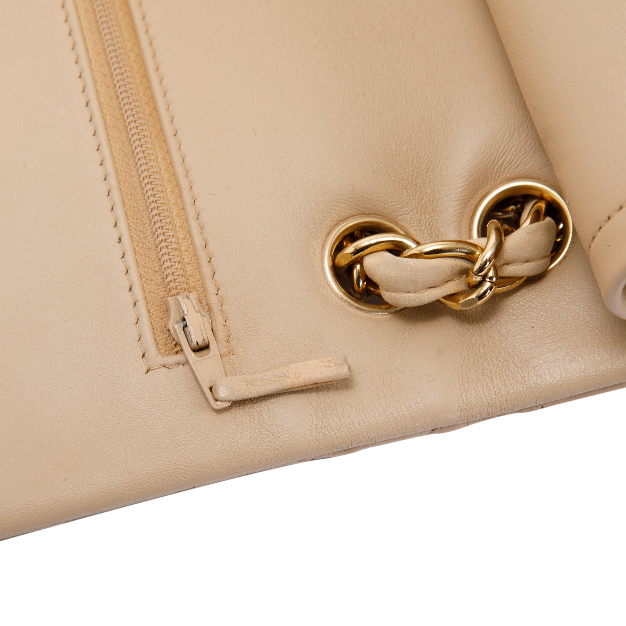 Chanel Beige Lambskin Classic Jumbo Double Flap Bag