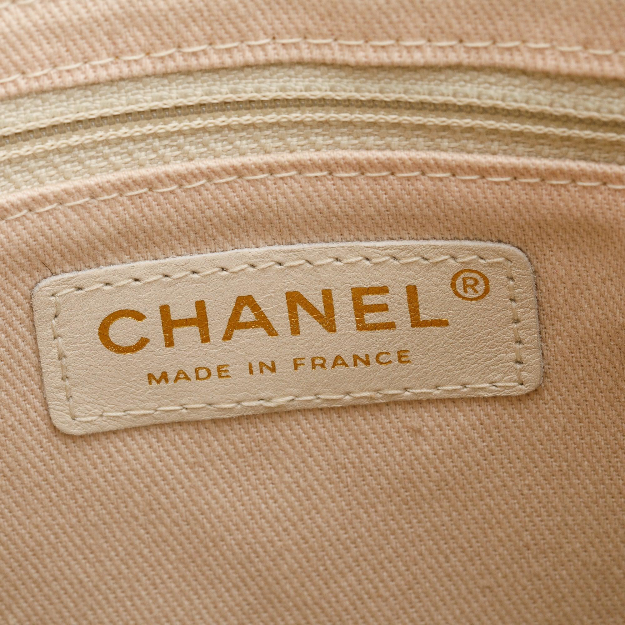 Chanel Beige Lambskin Leather Camellia Tote Bag