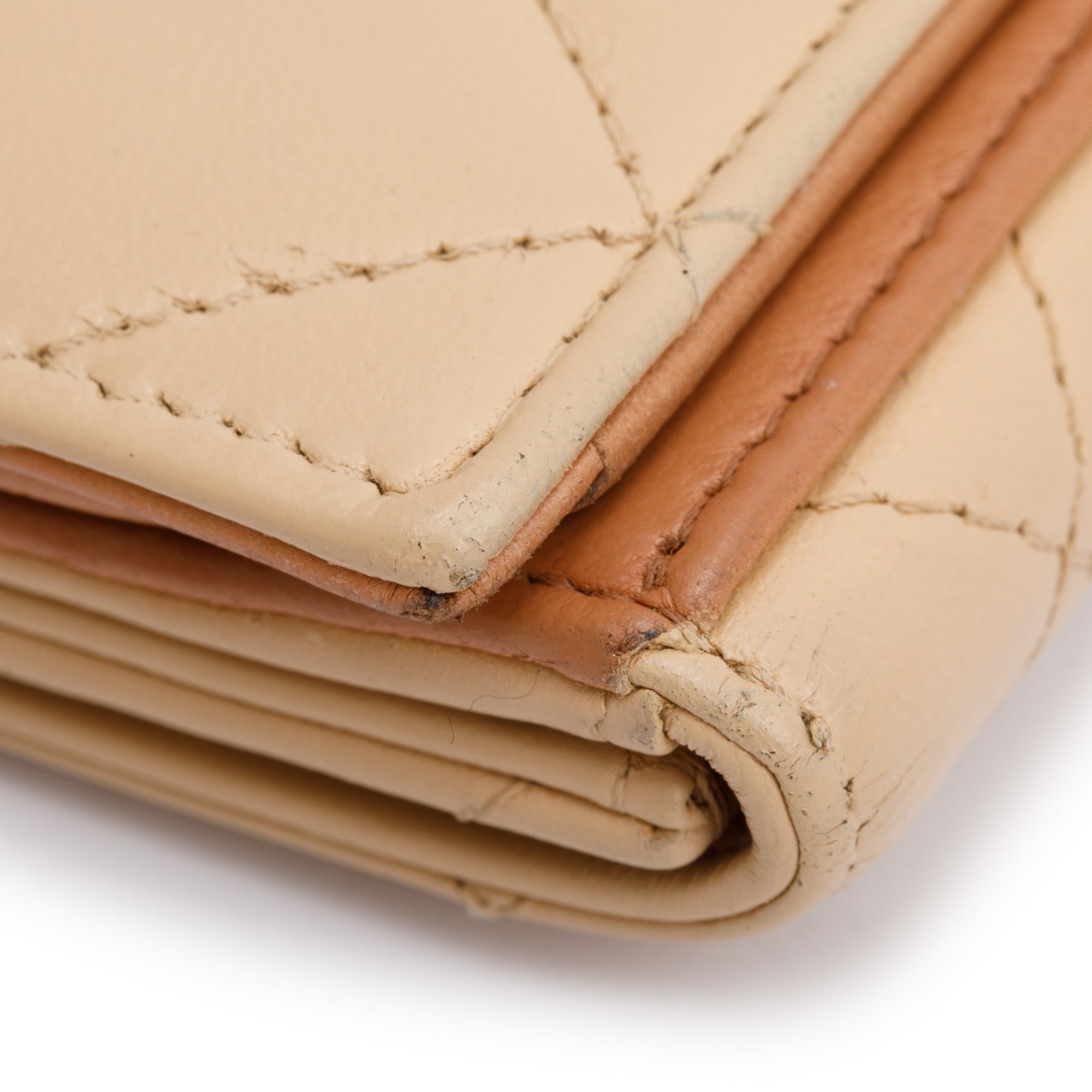 Chanel Beige Lambskin Leather Continental Flap Wallet