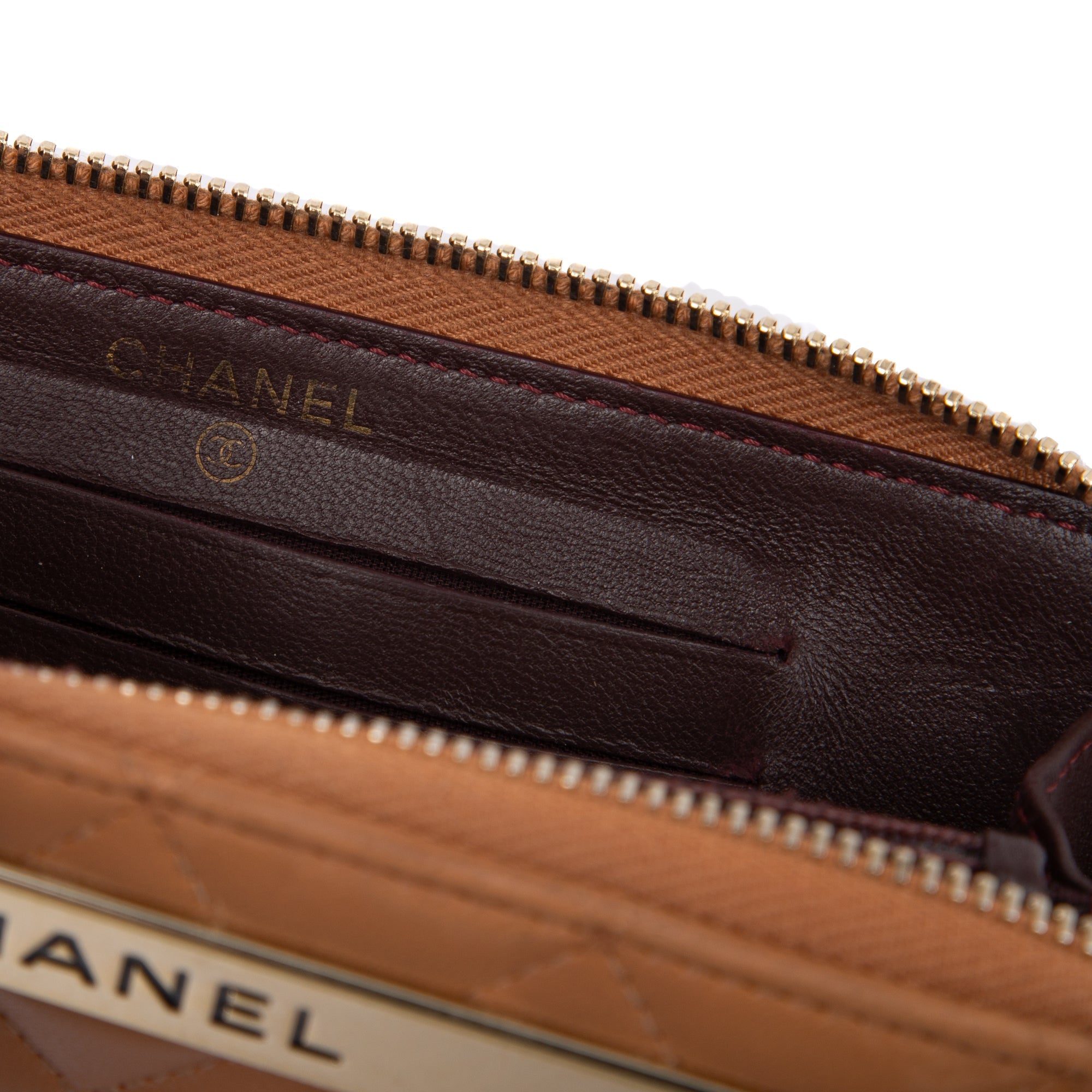 Chanel Beige Lambskin Trendy Zipped Wallet