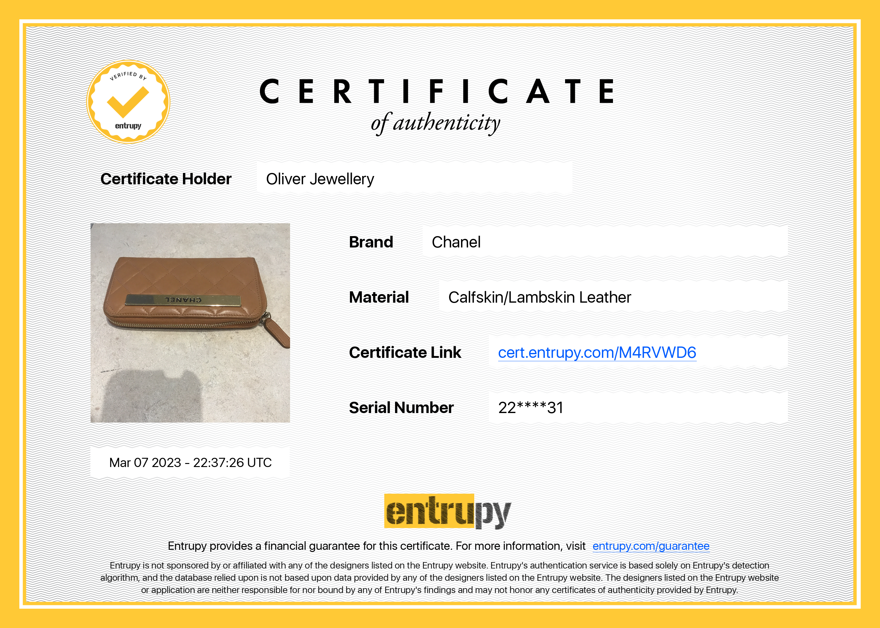 Chanel Beige Lambskin Trendy Zipped Wallet